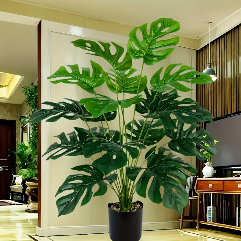 Artificial Monstera Leaves 18 Heads Faux Greenery Stems Home Decor Plant Wall