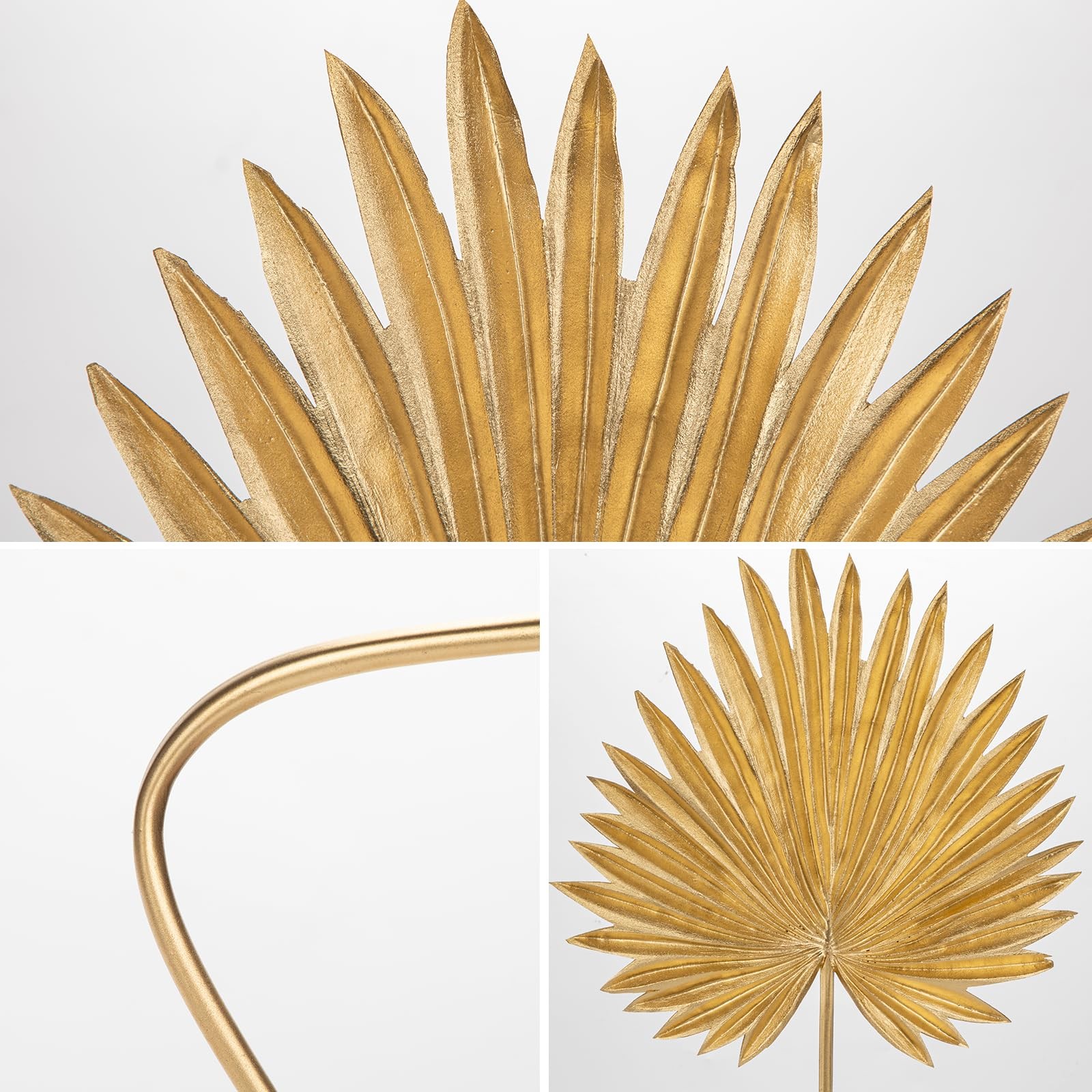 3 PCS Large PU Foam Gold Artificial Palm Leaves Faux Tropical Fronds Wedding