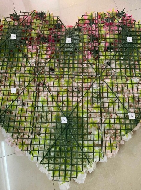 Heart Fake Floral Wall Gradual Color Change Backdrop Panel Wedding Bridal Shower