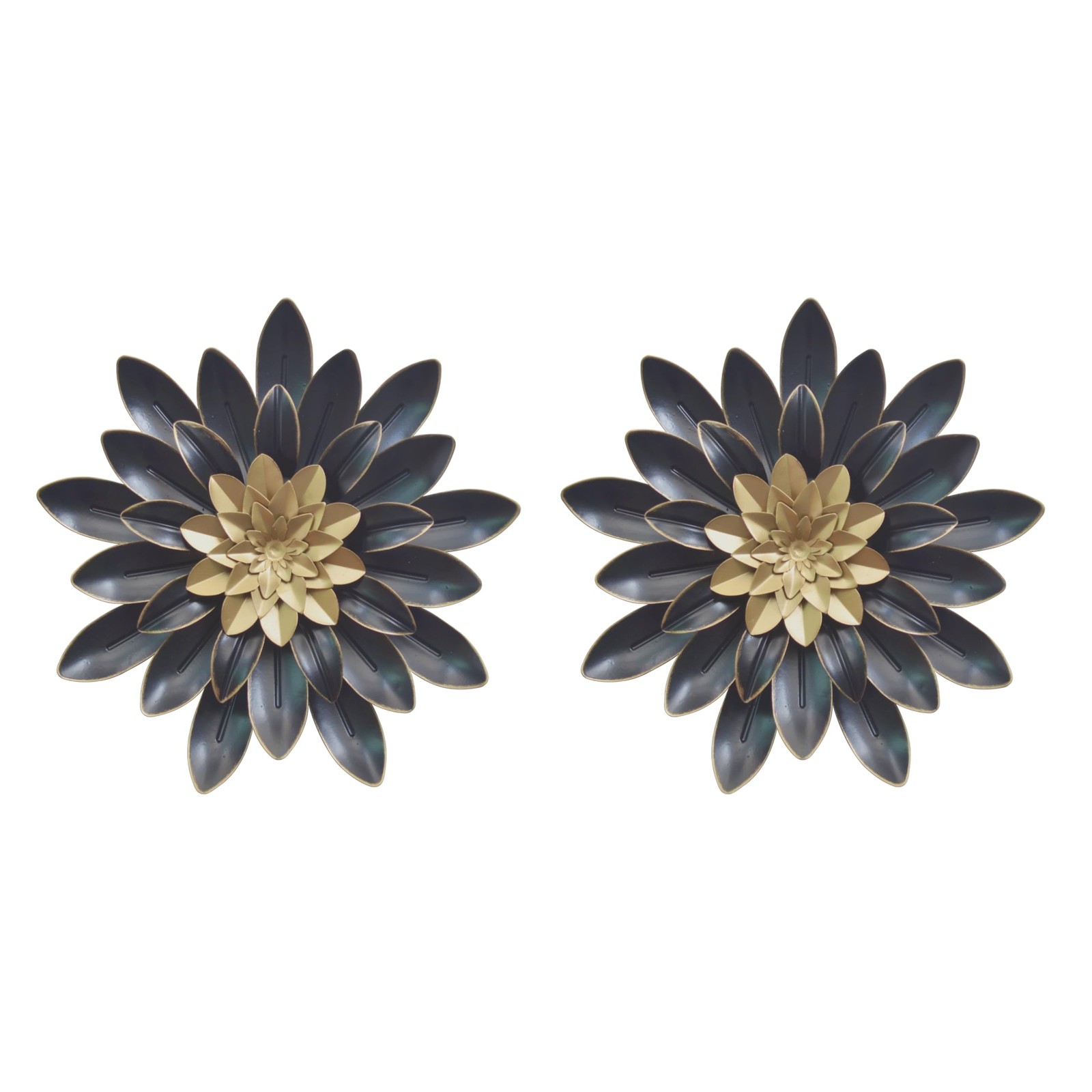 Wjterapuu 2pcs Black Metal Flower Wall Decor. (11″ H x 11″ W x 1.18″ D)
