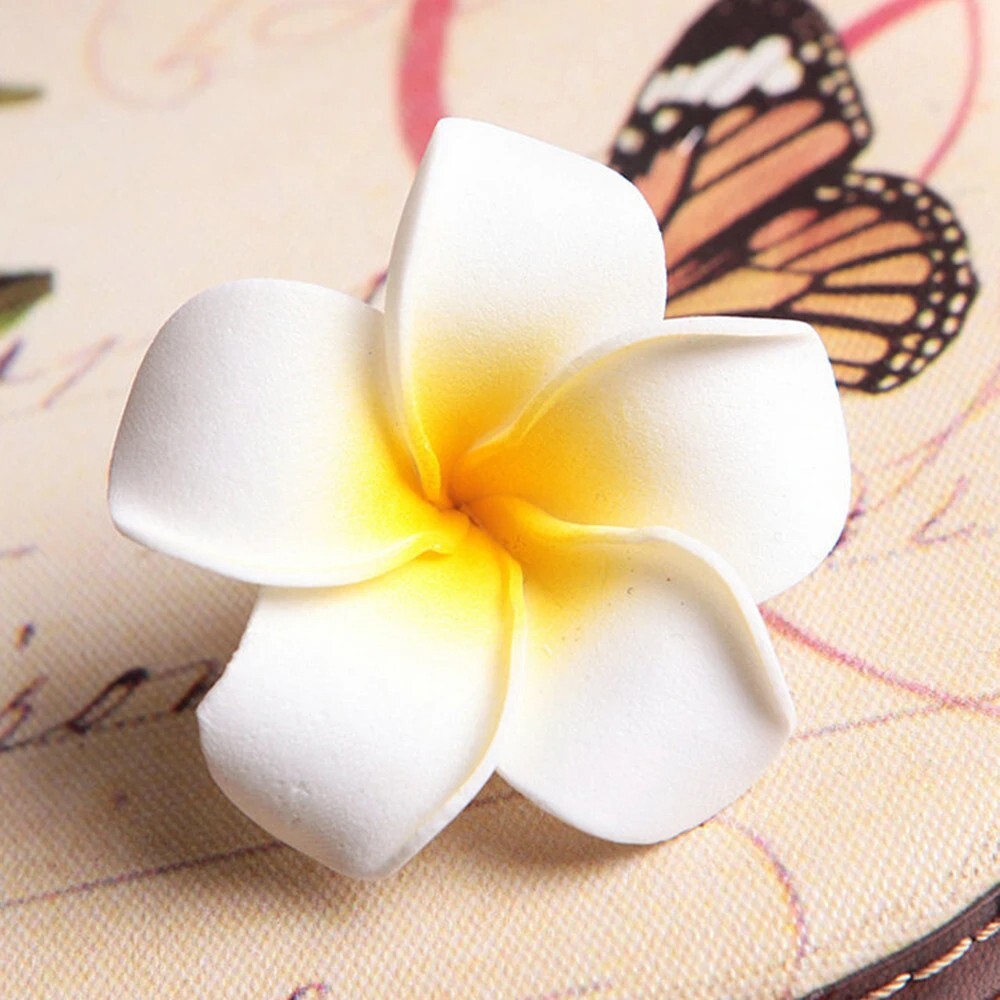 10pcs 5cm Plumeria Foam Flowers | Hawaiian Frangipani | Wedding Party Decor