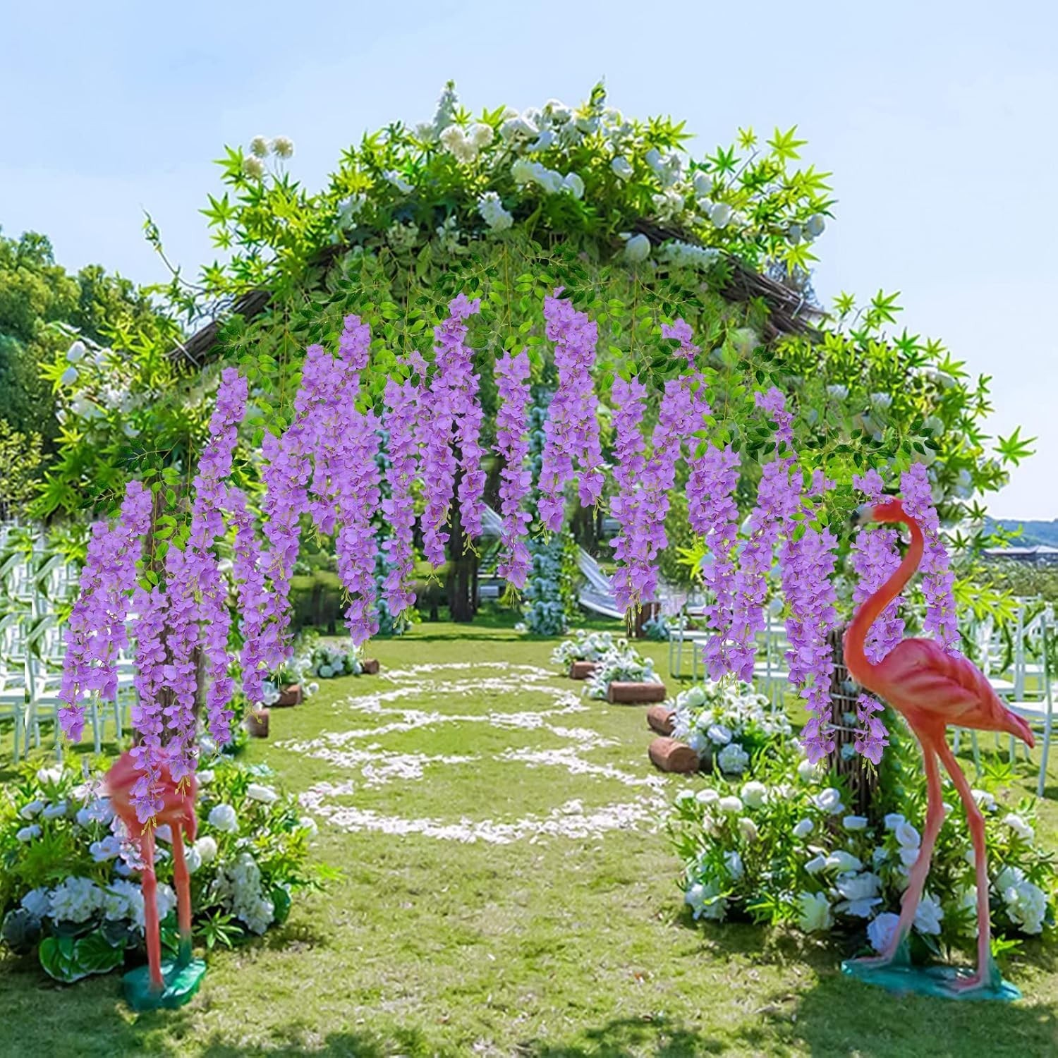 Vibrant Purple 24-Piece Wisteria Flower Vine – Stunning Indoor & Outdoor Decor