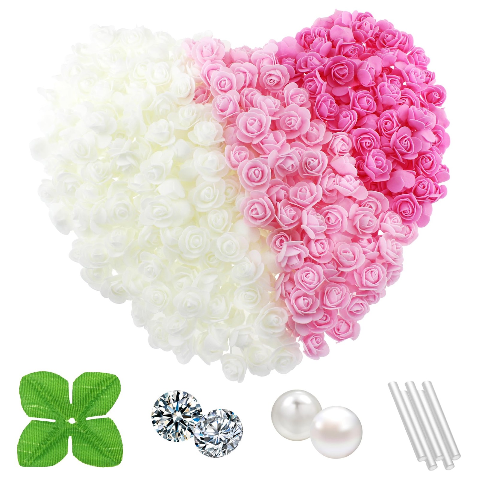 500 PCS 1.4 Inch Mini Artificial Flower Heads Foam Roses Mixed Color DIY