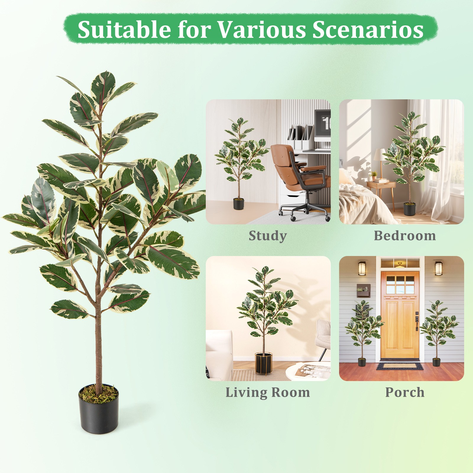 4.3 FT Artificial Bird of Paradise Plant 2 Pack Fake Banana Leaf Potted Tree