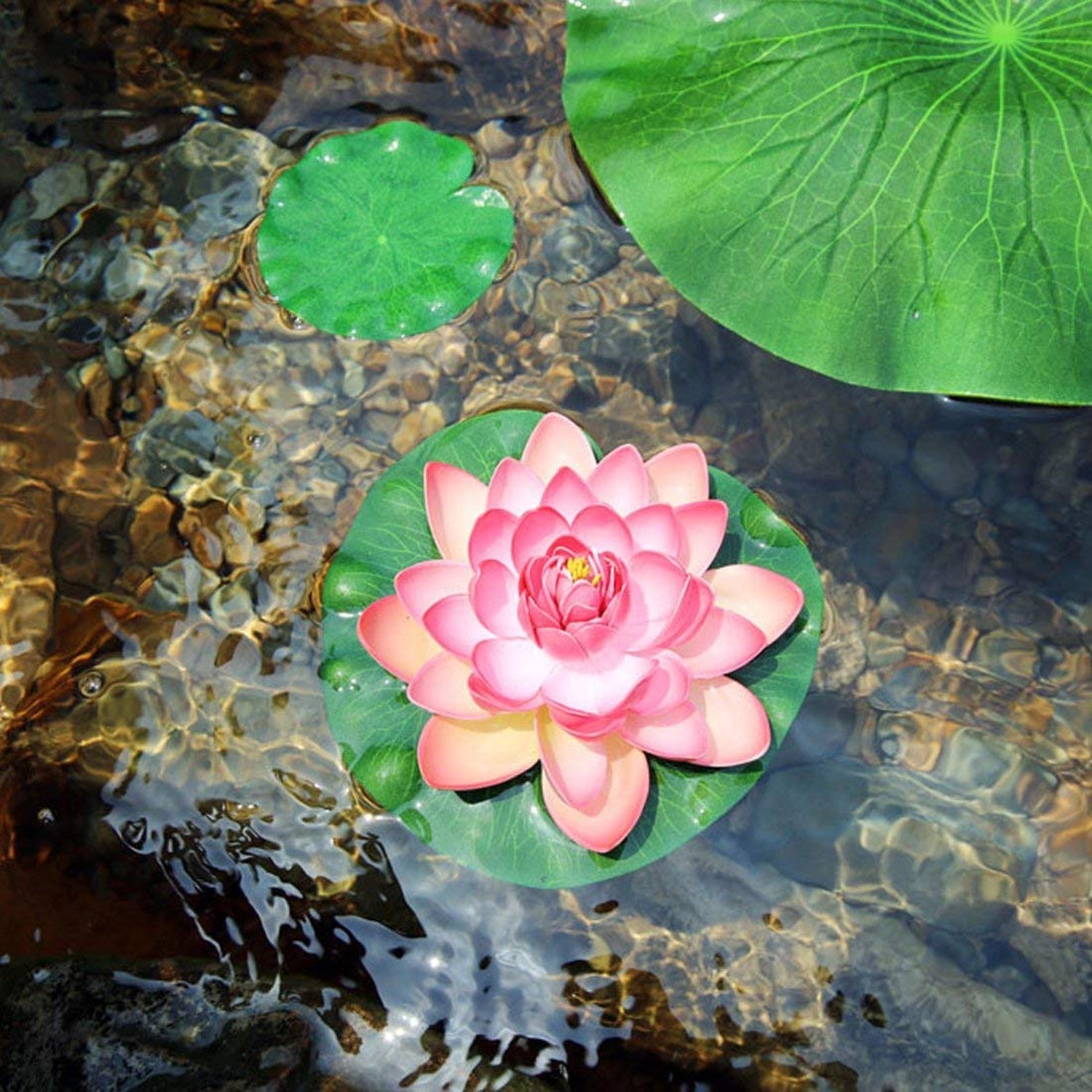 Artificial Floating Foam Lotus Flower Pond Decor Water Lily (6 Colors-2, Medi…