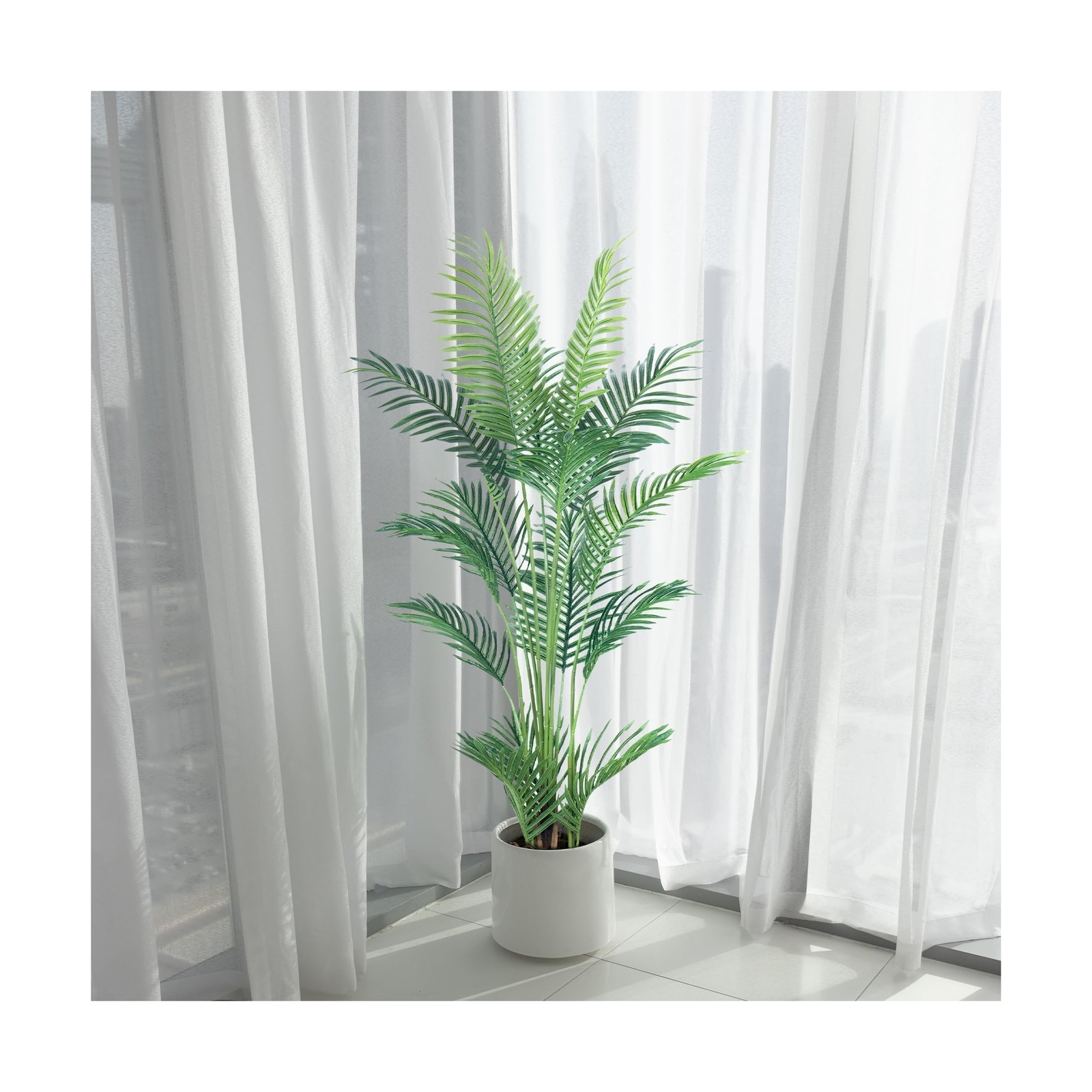 4.5FT 2Packs Artificial Palm Tree,Faux Areca Palm Plant with Real Touch Leave…