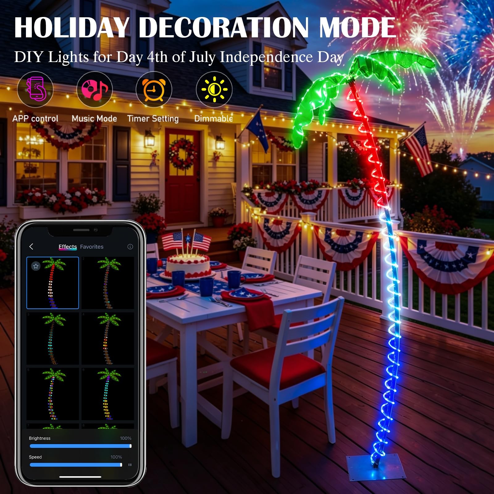7FT Smart Lighted Palm Tree, Color Changing, Timer, Waterproof, APP & Remote,…