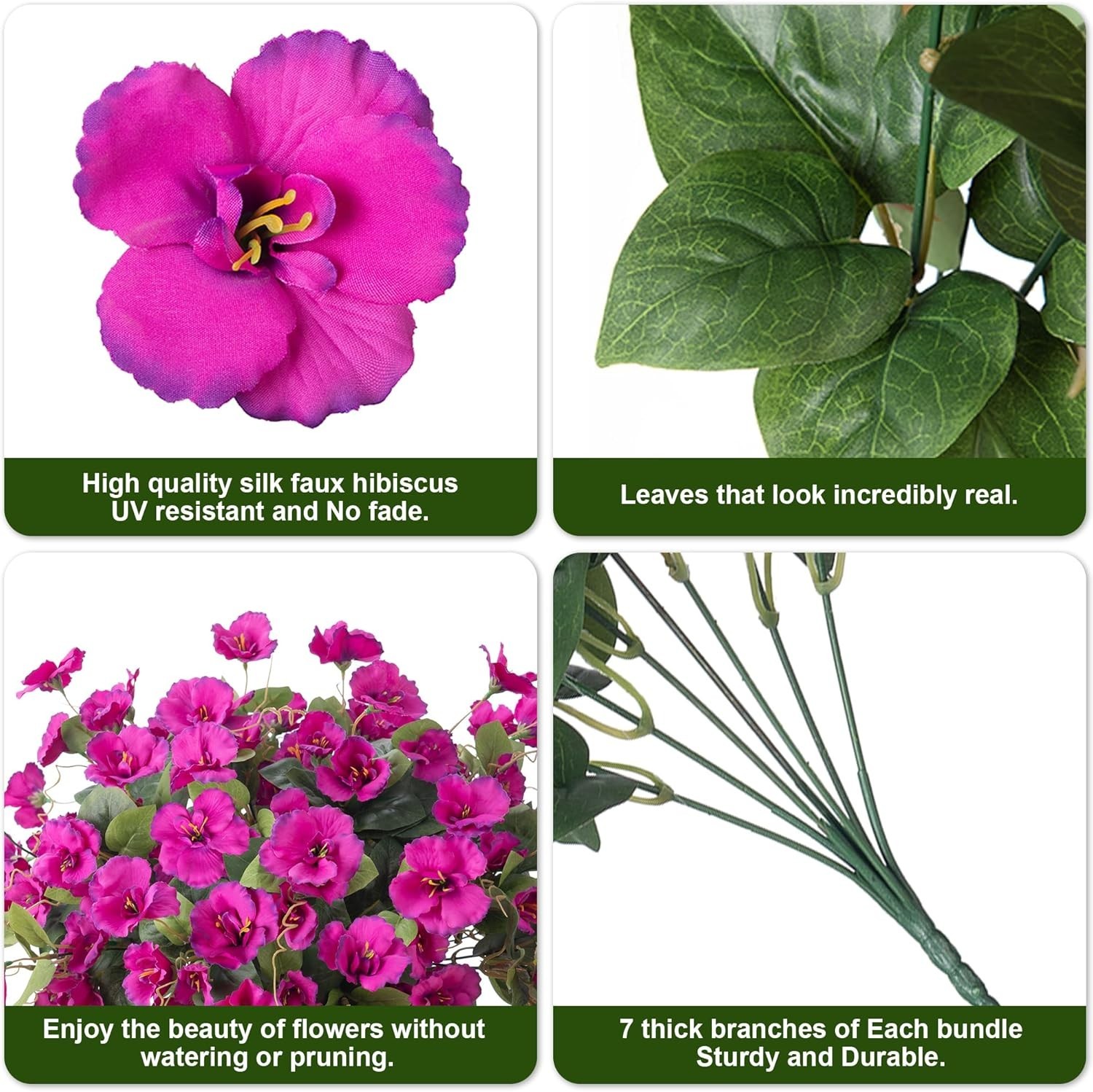 Fake Hibiscus Artificial Flowers for Outdoors Spring Summer Decoration, 6 Bun…