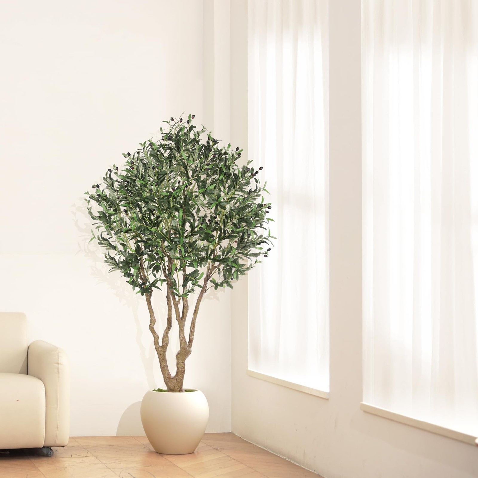 Faux Olive Tree 6ft – Olive Trees Artificial Indoor with Large Olive Branches…