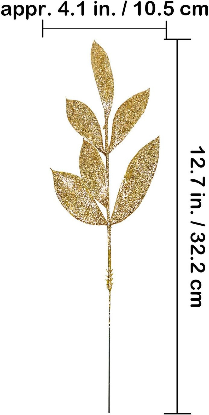 20 Pieces Gold Glittered Artificial Leaf Spray Picks 12″ Tall for Christmas Wint
