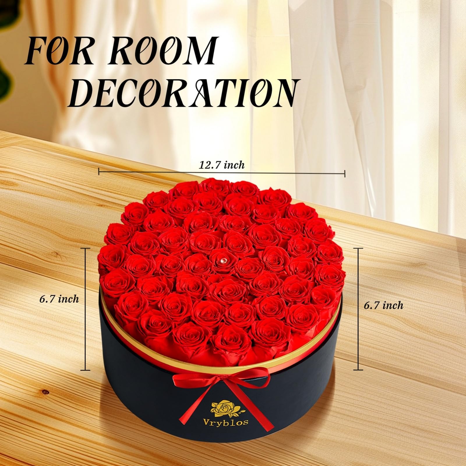 50 Forever Red Roses in a Box Preserved Flowers 100% Real Immortal Rose for D…