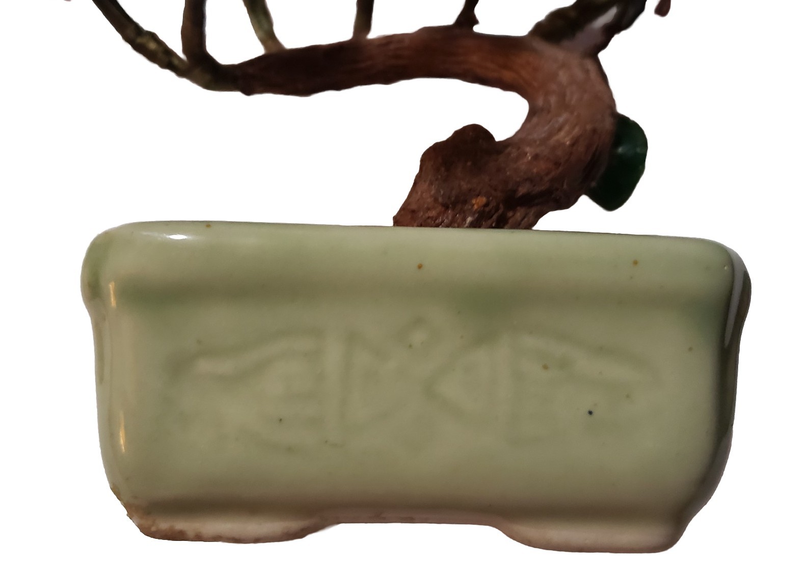 VTG Cherry Blossom Jade? Gemstone Leaves Bonsai Tree Rose Quartz Petals *Cracks