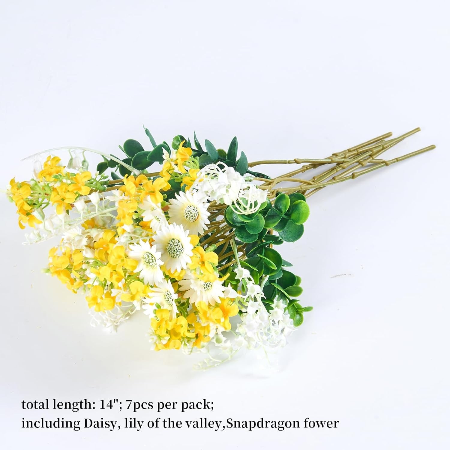 7 Pcs Wildflowers Artificial Flowers Daisies Yellow and White and Faux Wildflow
