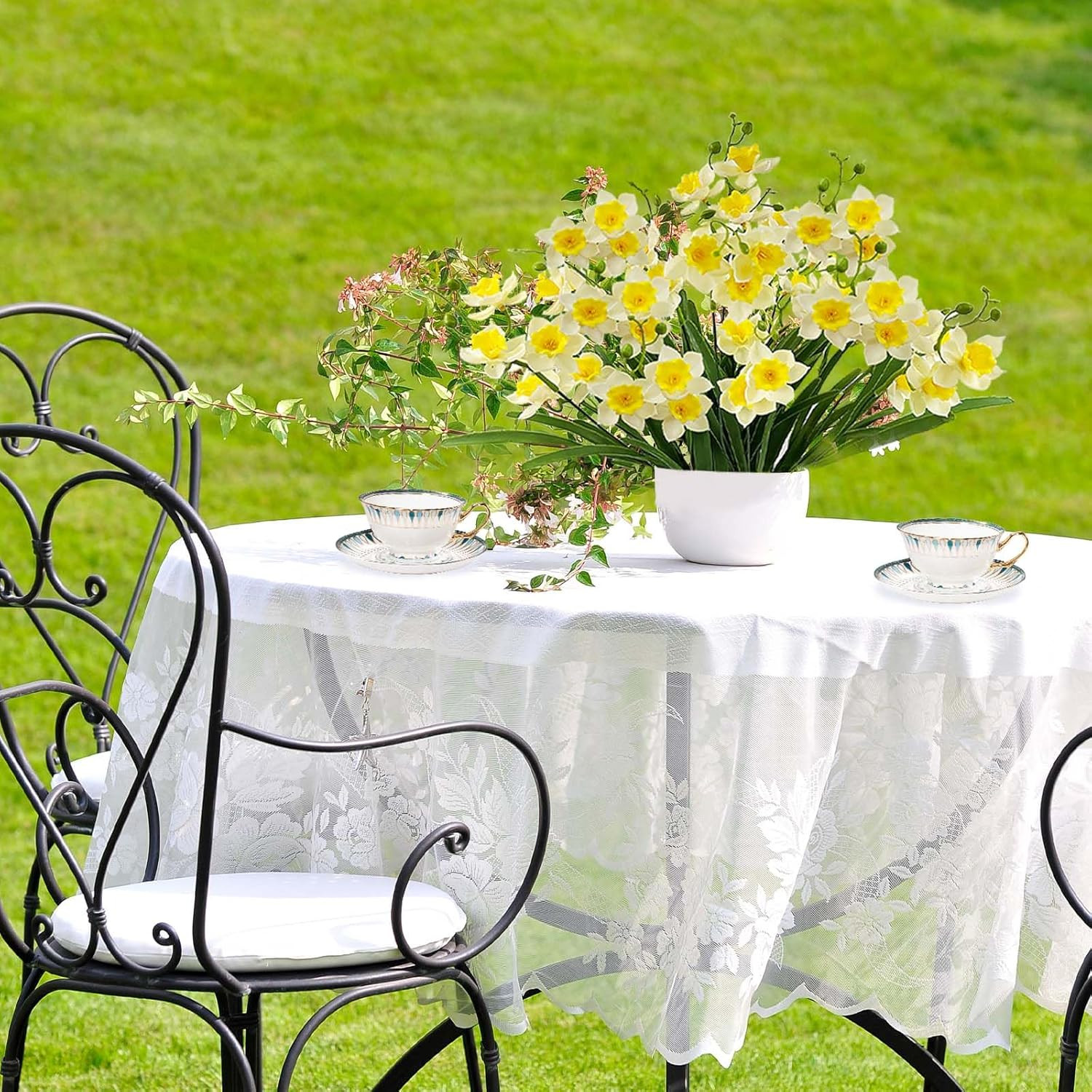 2 Bunches 42 Heads Artificial Daffodils, 58Cm/22 Long Stem Artificial Spring Flo