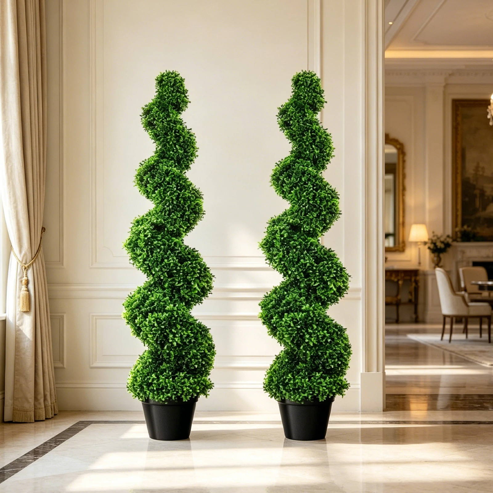 2 Pack 35″ Artificial Spiral Topiary Tree Indoor Outdoor Front Porch Decor Plant