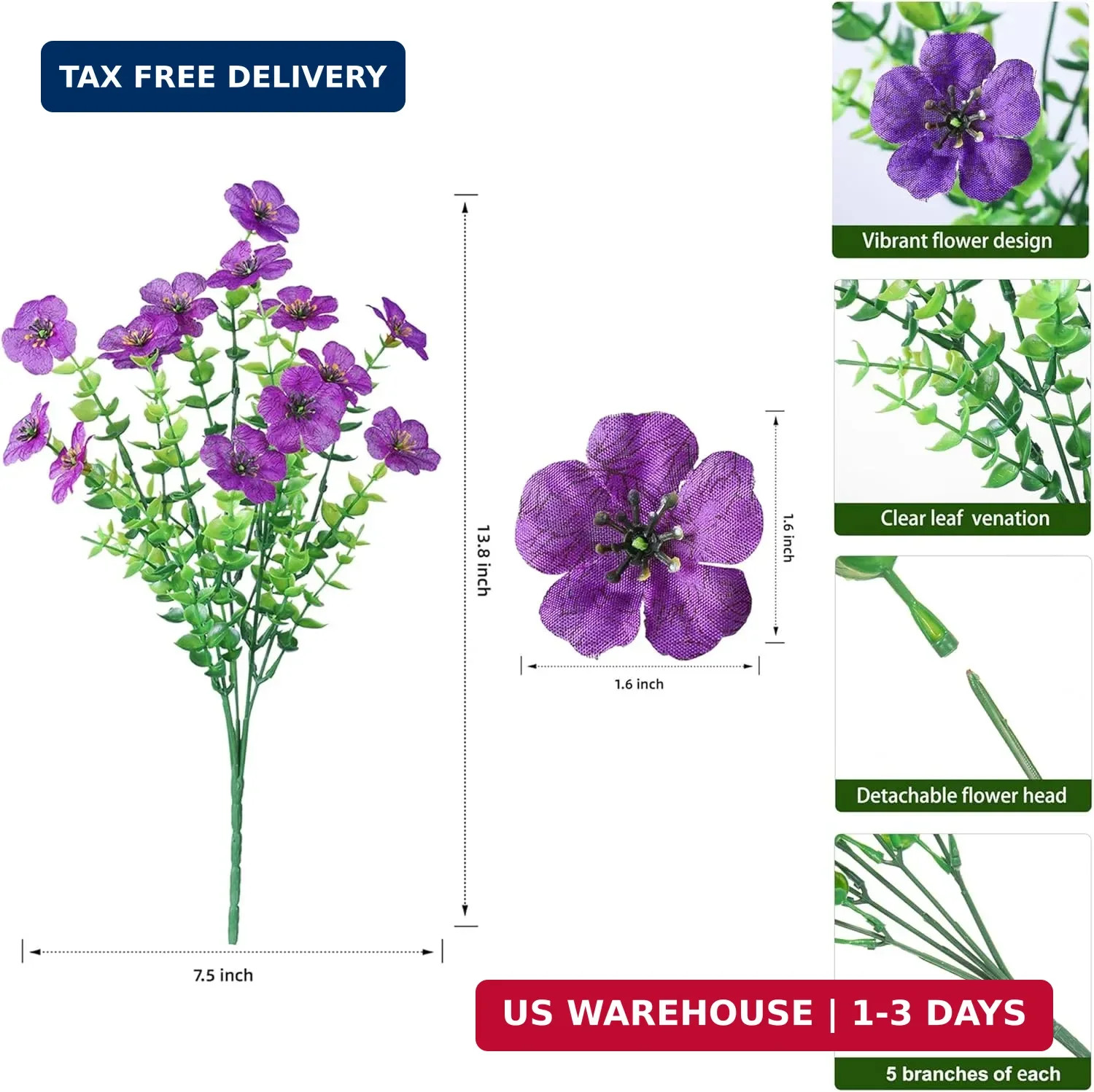 Ivydale Artificial Flowers for Outdoor 24 Bundles Fake Mums with Eucalyptus Leav