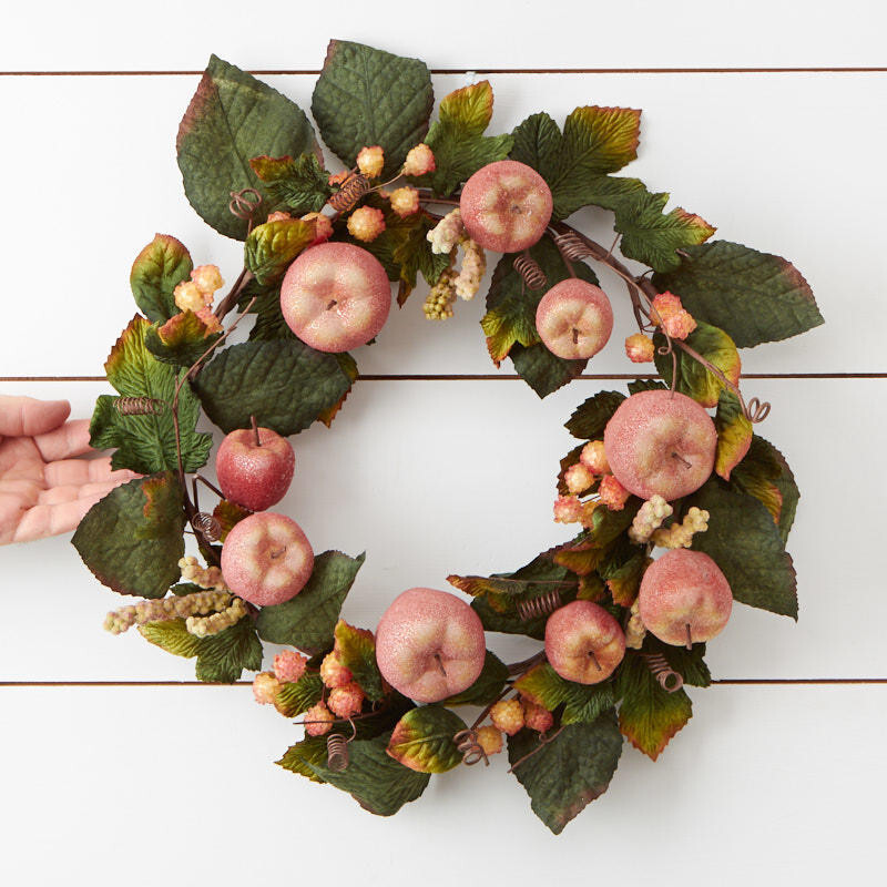 18″ Artificial Ice Frosted Apple and Berry Wreath