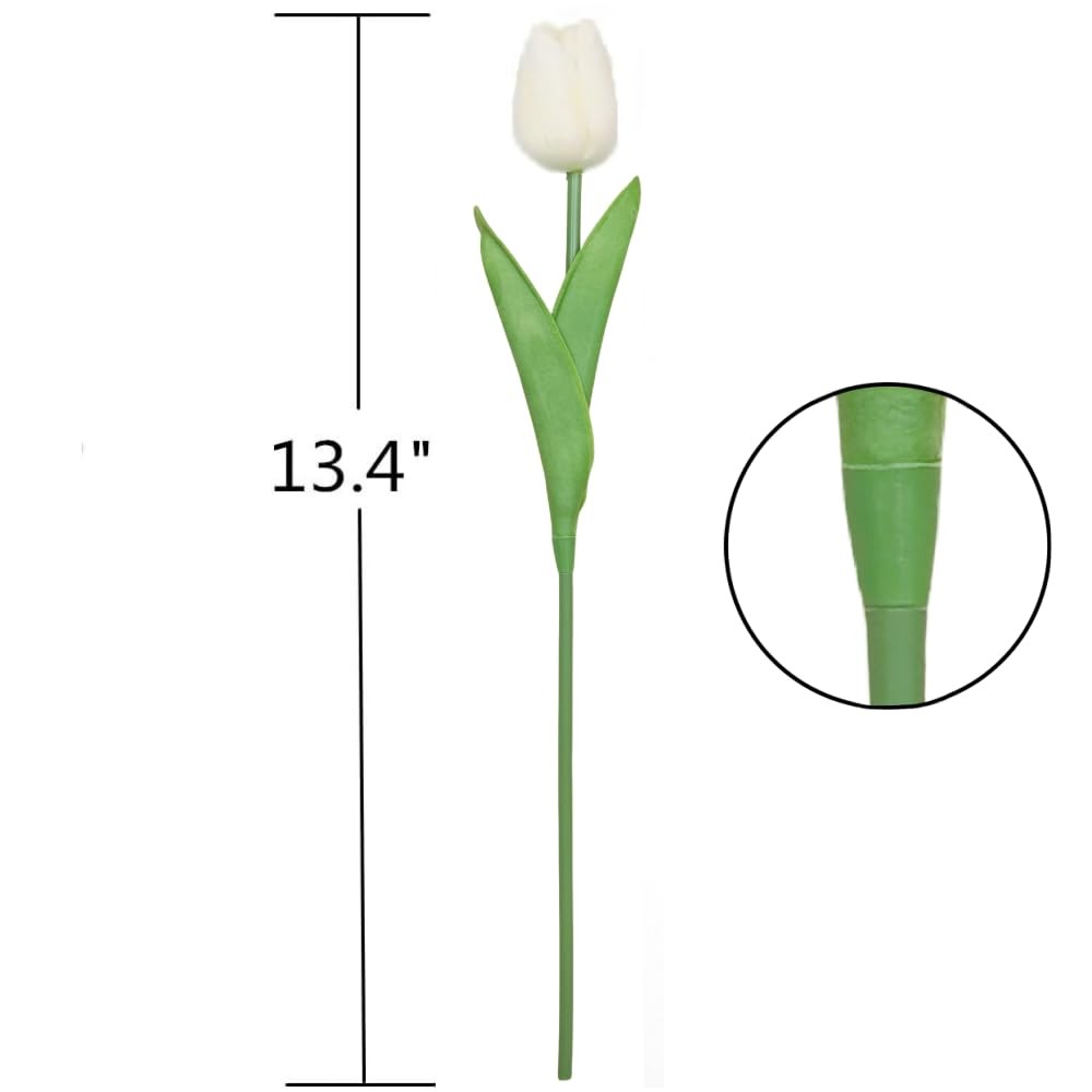 10 PCS White Fake PU Tulips Real Touch Artificial Flowers Arrangement Bouquet
