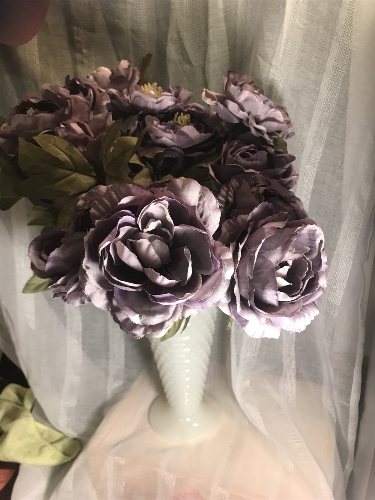 Beautiful Faux Silk Flower Bunches Bouquet (2) NEW Floral Centerpiece Purple