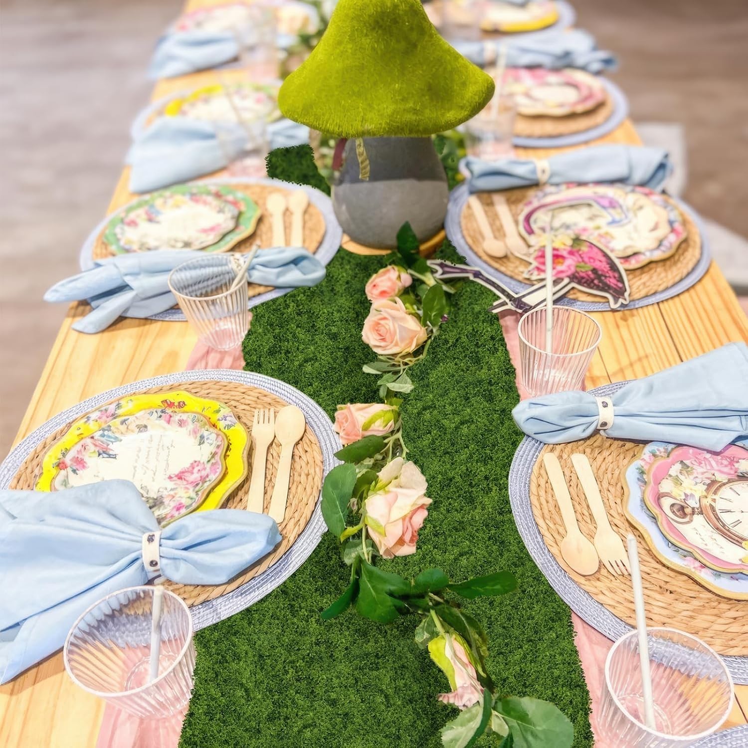 Moss Table Runner Fake Moss Rolls for Decoration 12″ x 79″ Artificial Moss fo…