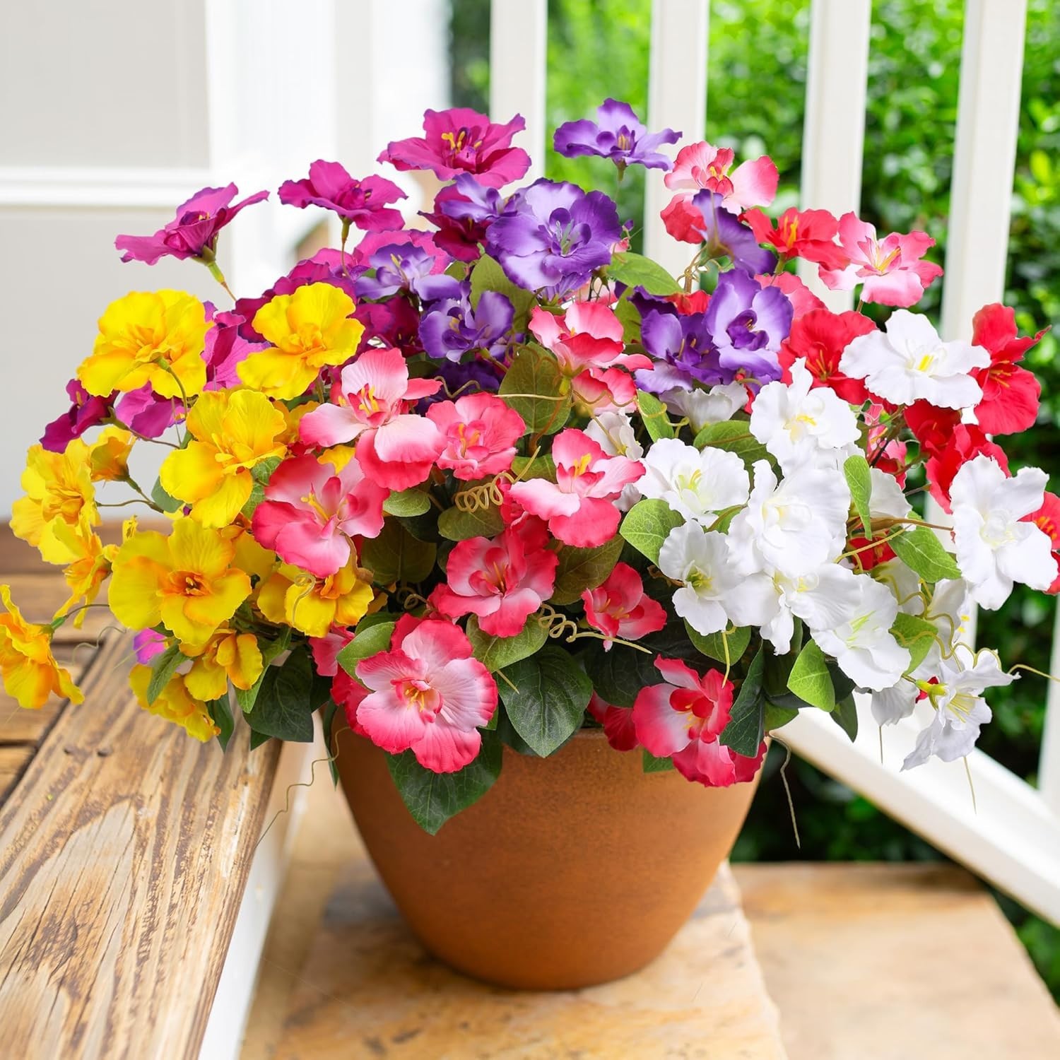 Hibiscus Artificial Flowers Plants for Outdoors Summer Decoration, 6 Bundles …