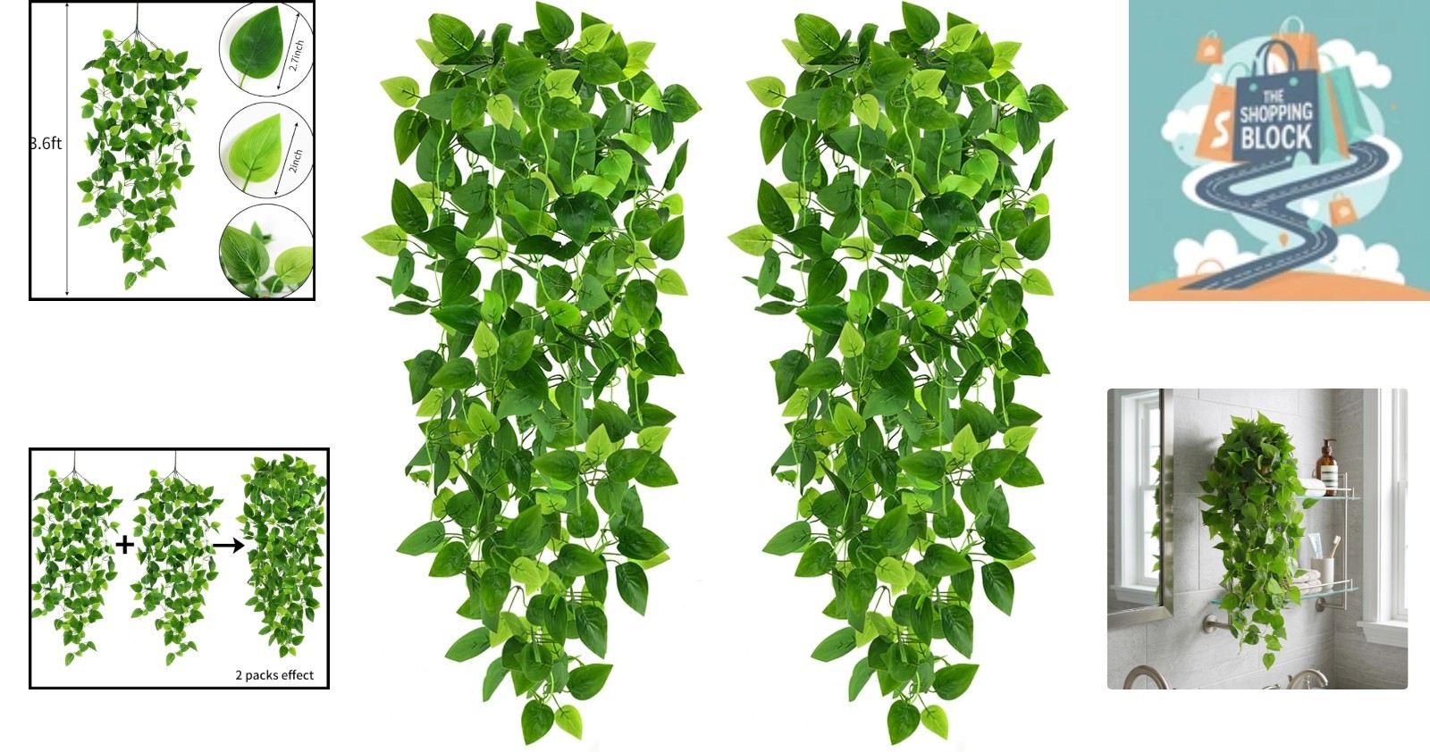 3.6ft Fake Ivy Vines Pack – Indoor & Outdoor Green Hanging Plants