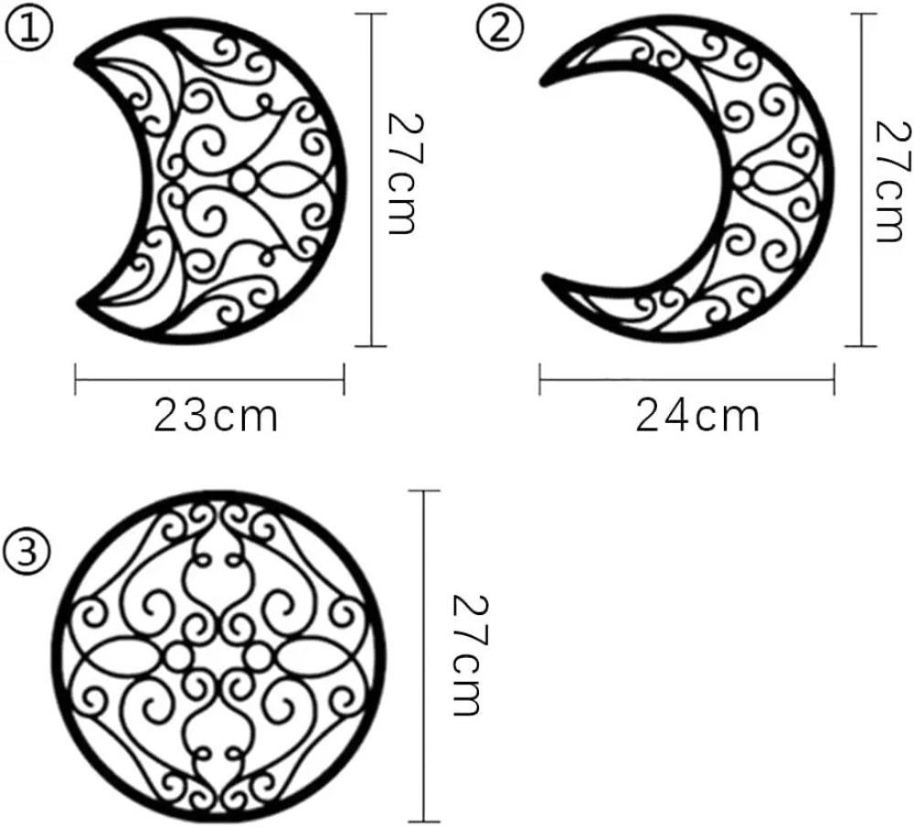 5-Piece Black Moon Phase Metal Wall Art – Nordic Boho Living Room Bedroom Decor