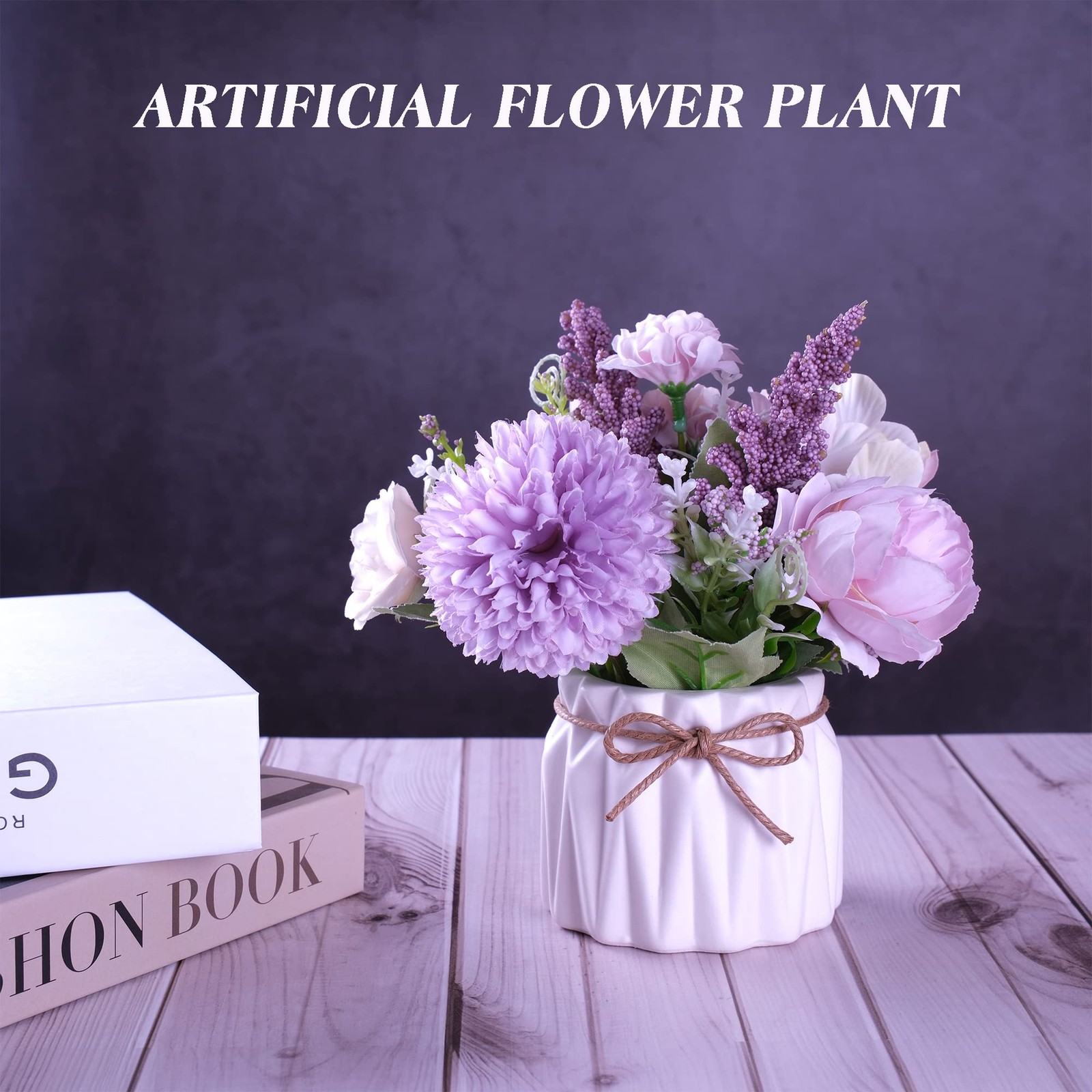 Artificial Potted Flowers Small Ceramic Vase Fake Flower Plants Desktop Decorati