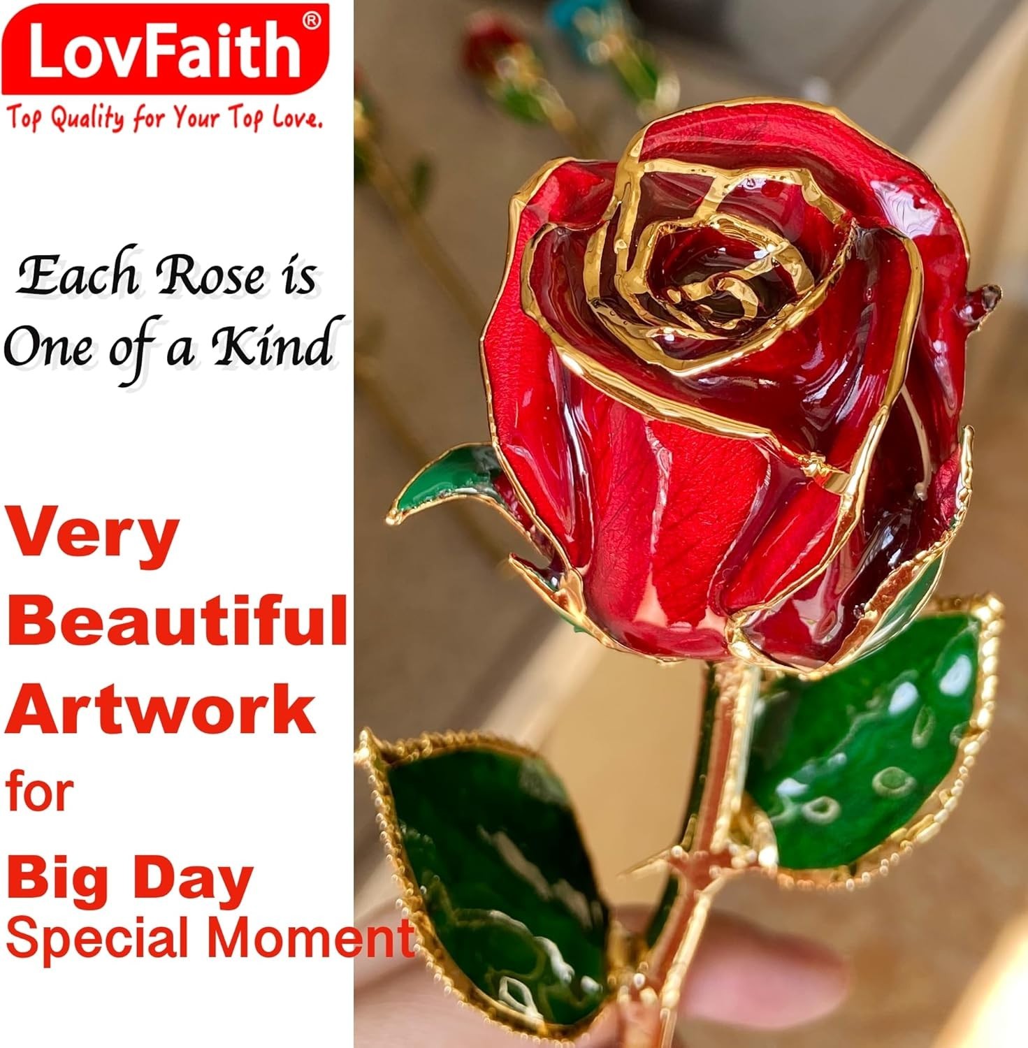 Artisan Crafted 24K Gold Rose with Elegant Crystal Display – A Gift to Cherish