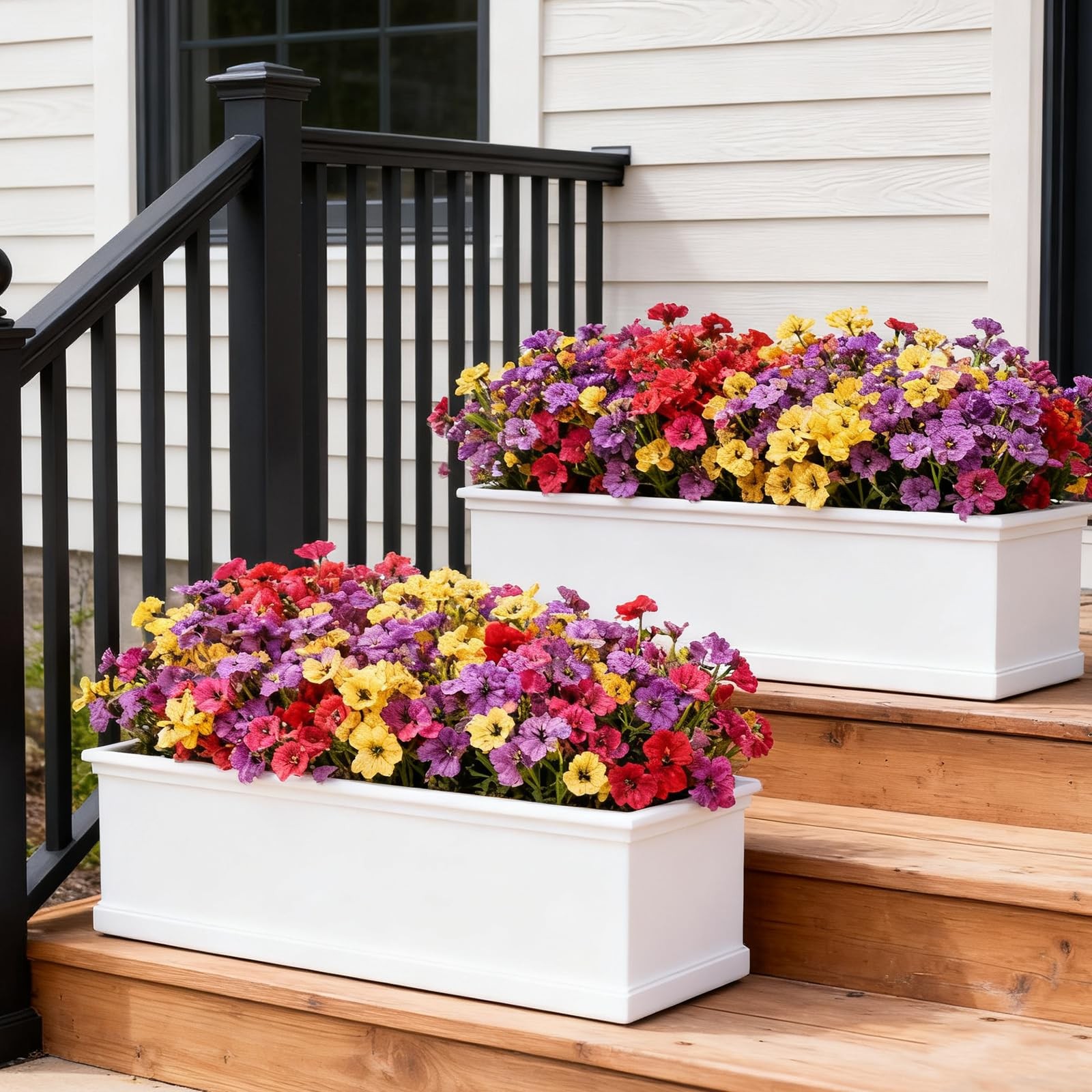 24 Bundles Artificial Flowers Outdoor Faux Plants UV Resistant Silk Plastic Gard