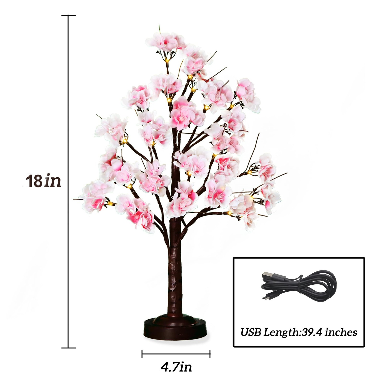 FUCHSUN 18 Inch Cherry Blossom Tree Lamp with LED Light, Lighted Artificial T…