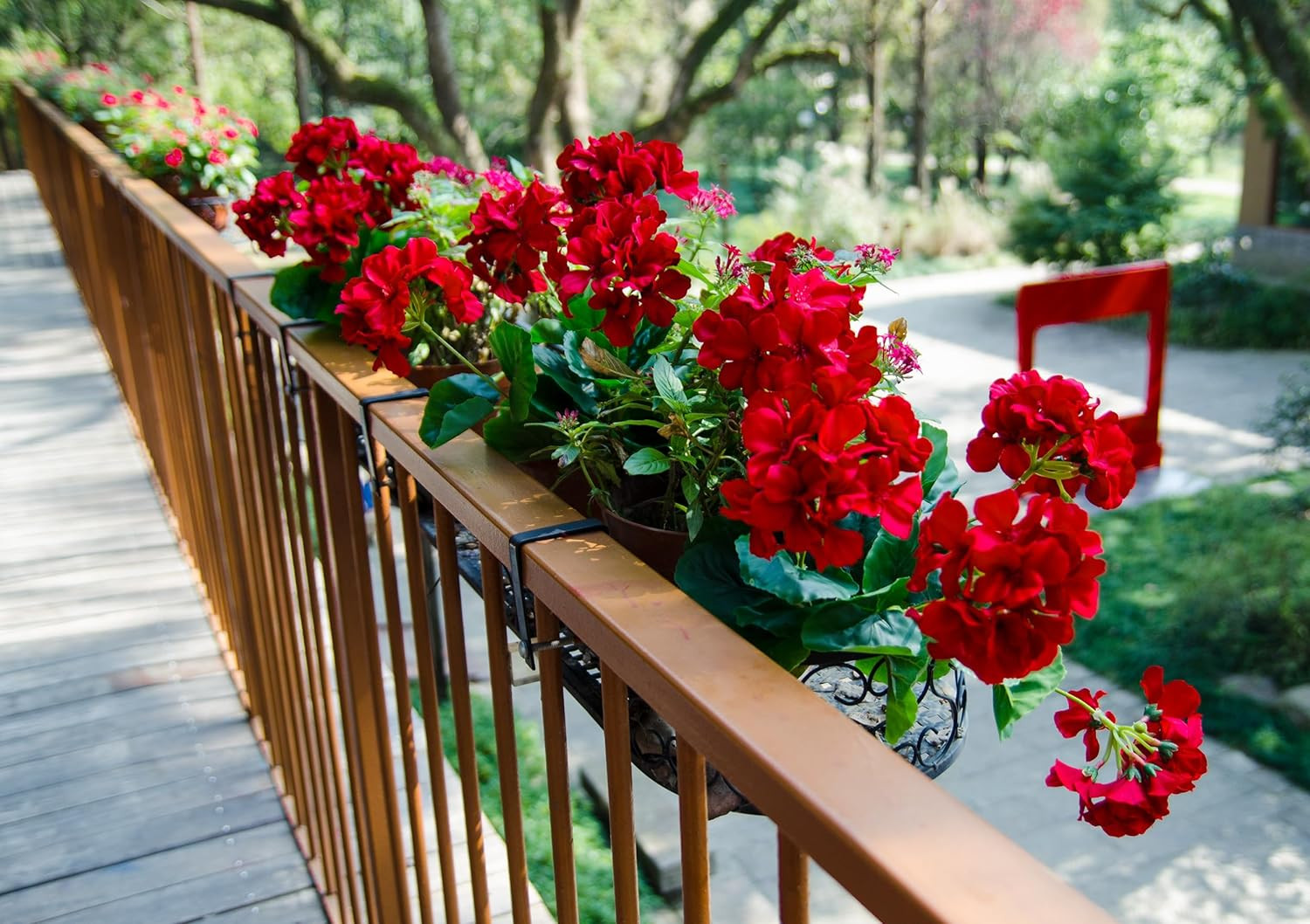 2PCS 18” Artificial Geraniums Silk Flowers Plants Home Outdoor Decor Garden …