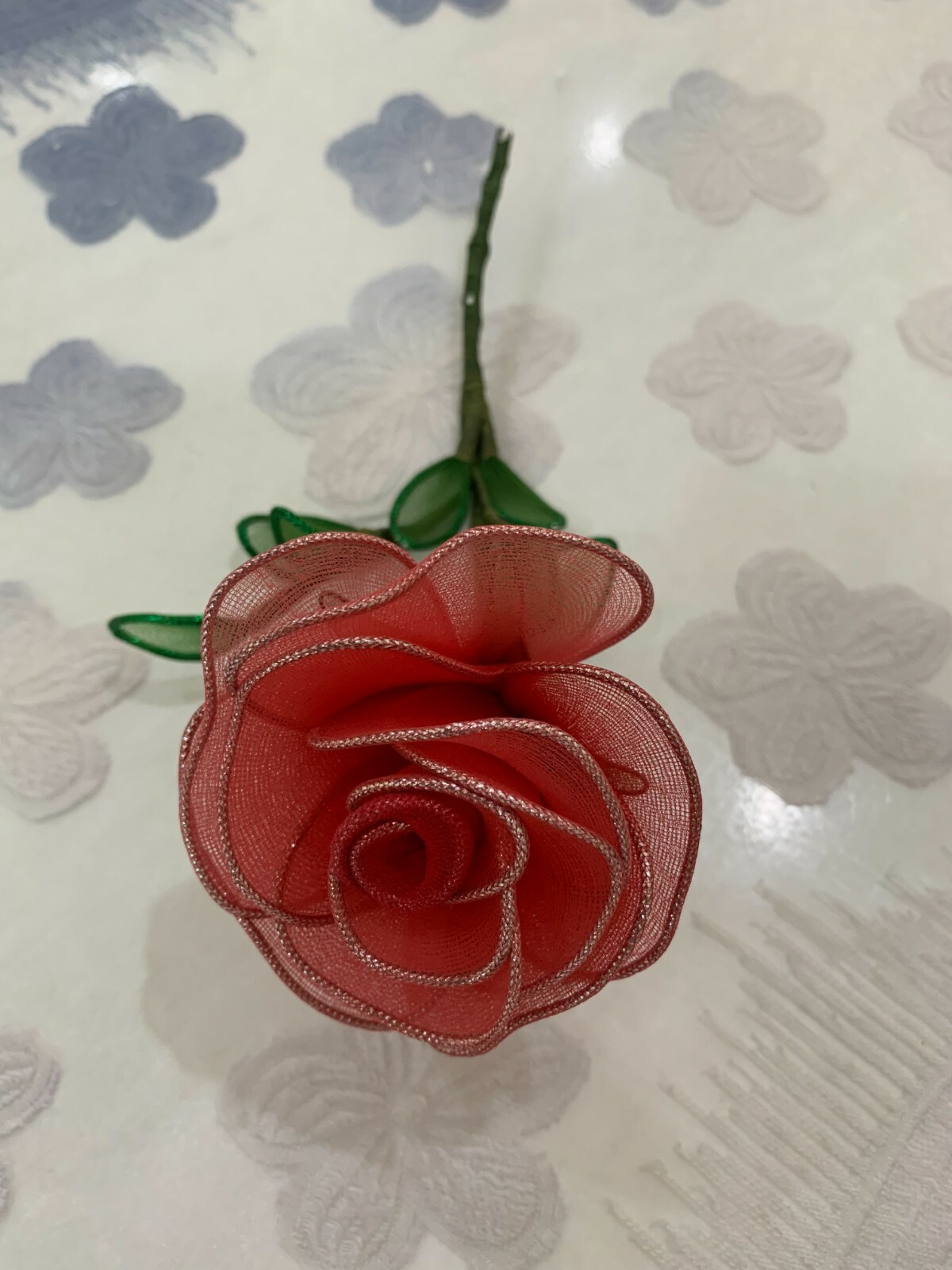 1pcs Rose Flower Thai Cherry Nylon Fabric Artificial Handmade Decorate Hang Vase