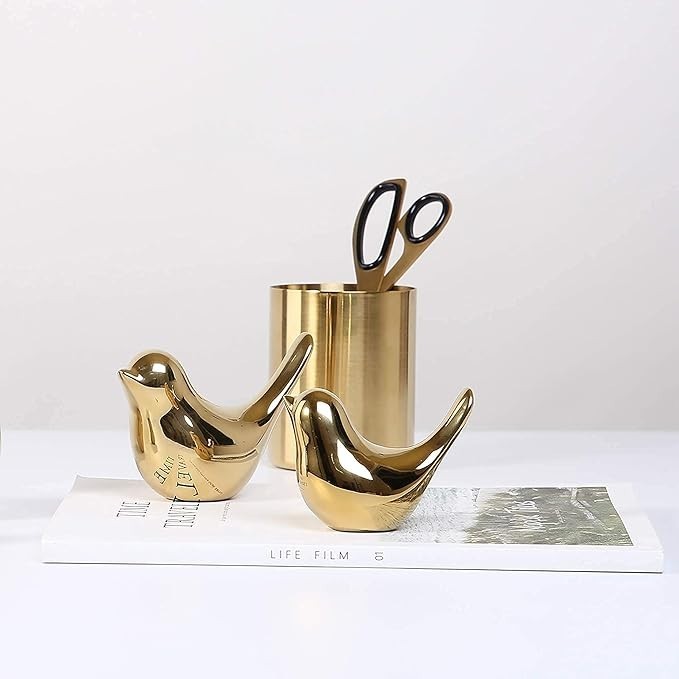 Estatuillas de pájaros dorados decoración moderna hogar sala dormitorio oficina