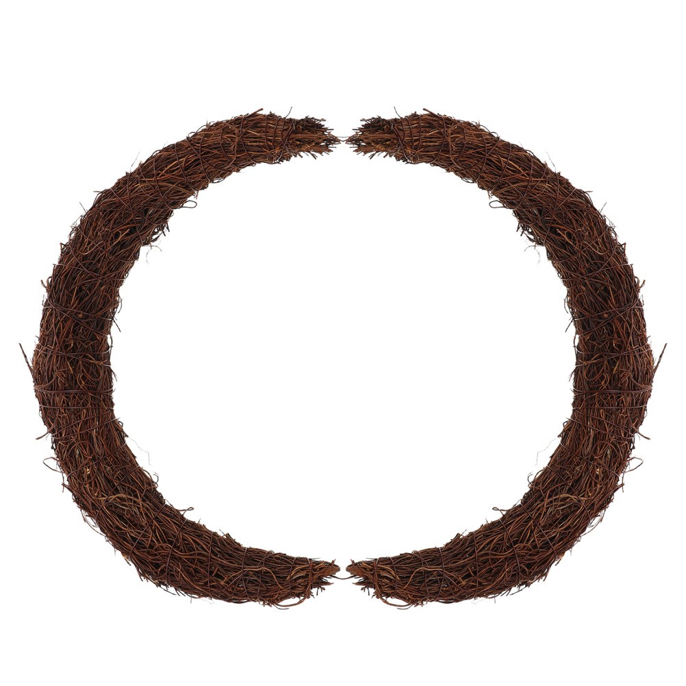 2 PCS Natural Rattan Vine Ring Branch Garland Twig Wreath Grapevine