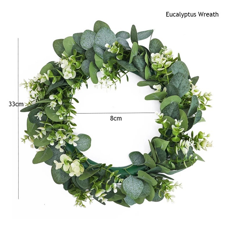 Artificial Eucalyptus Wreath 33cm Green Garland Wedding Home Party Decor