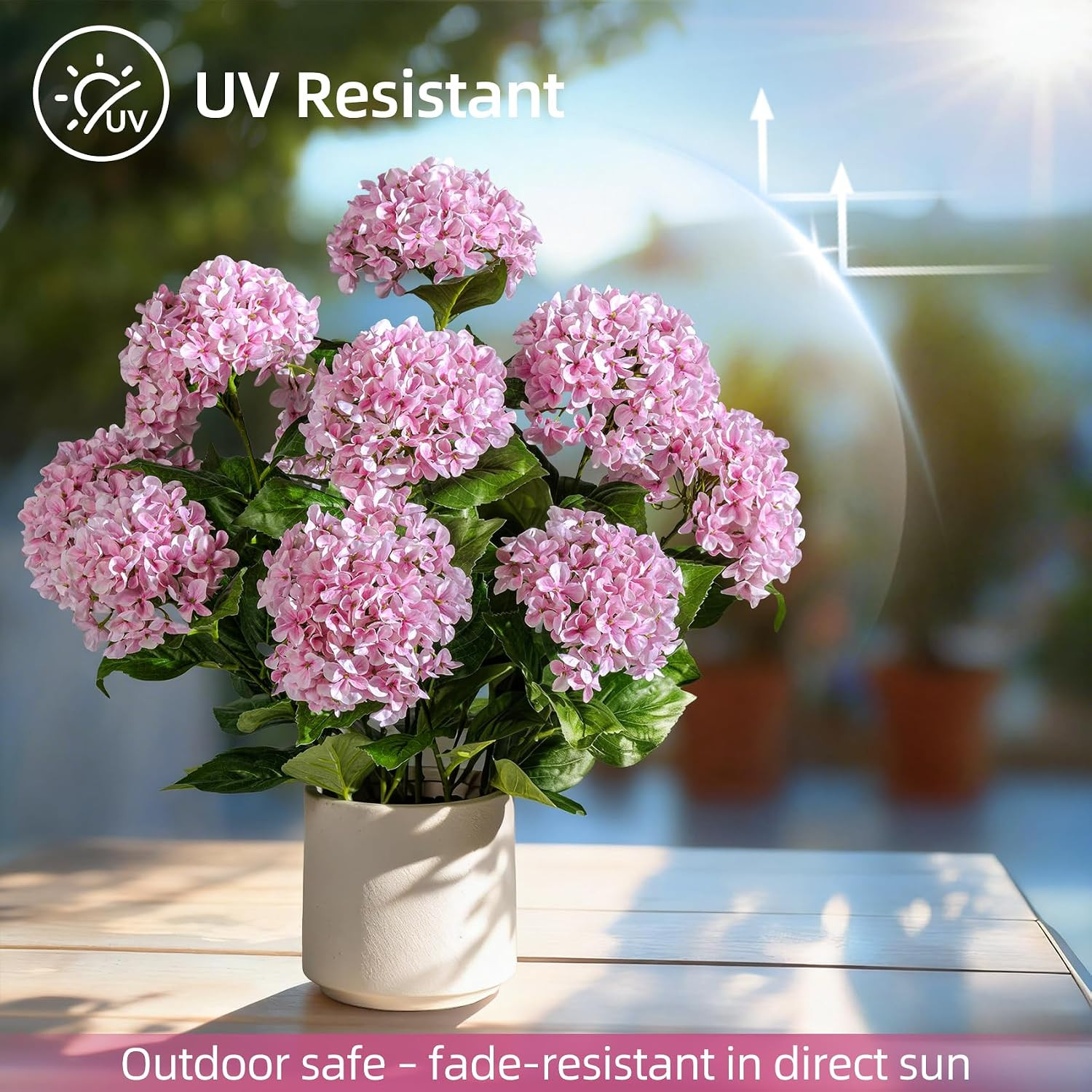 2 Pack Large Faux Plastic Plantas in Pot UV Resistant Fake Flowers Trees Indoor