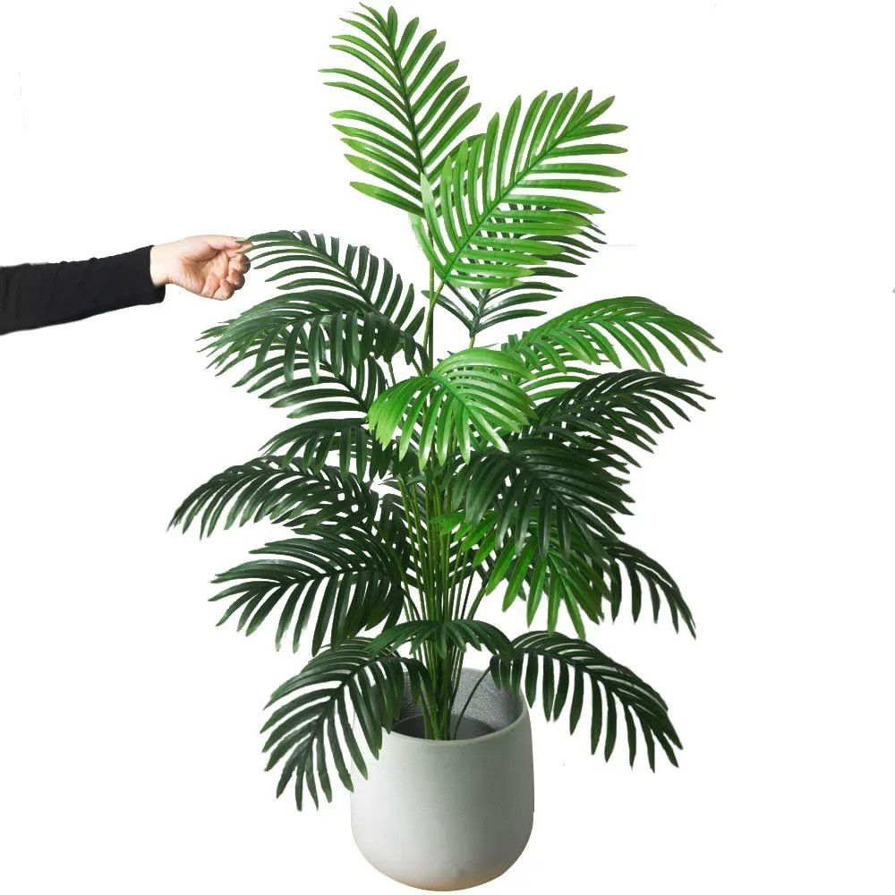 Large Artificial Palm Tree Tropical Fake Plants Green Plastic Palm Leaf