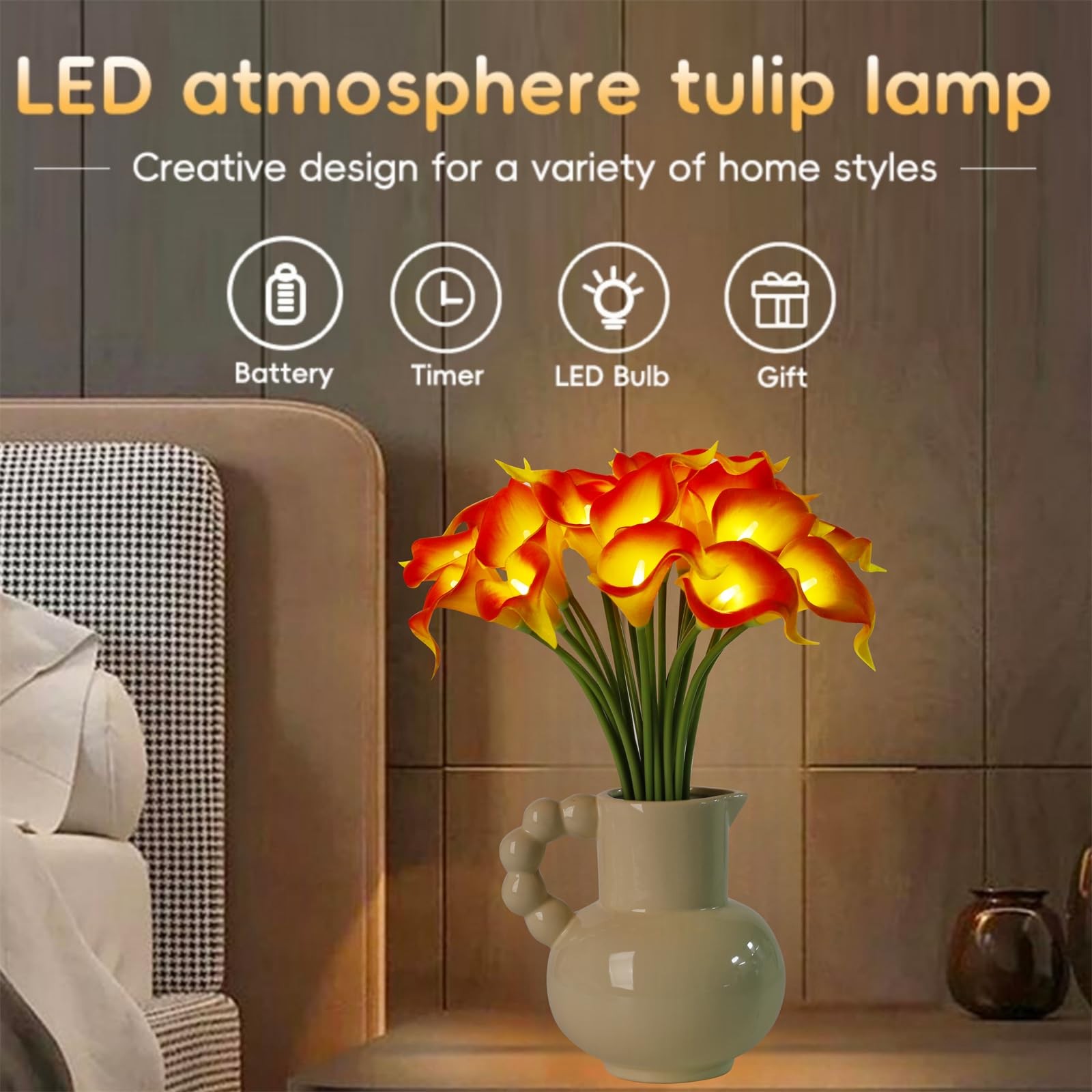 Lighted Artificial Flowers Calla Lily Bouquet Lamp 20 stems Real Touch Calla …