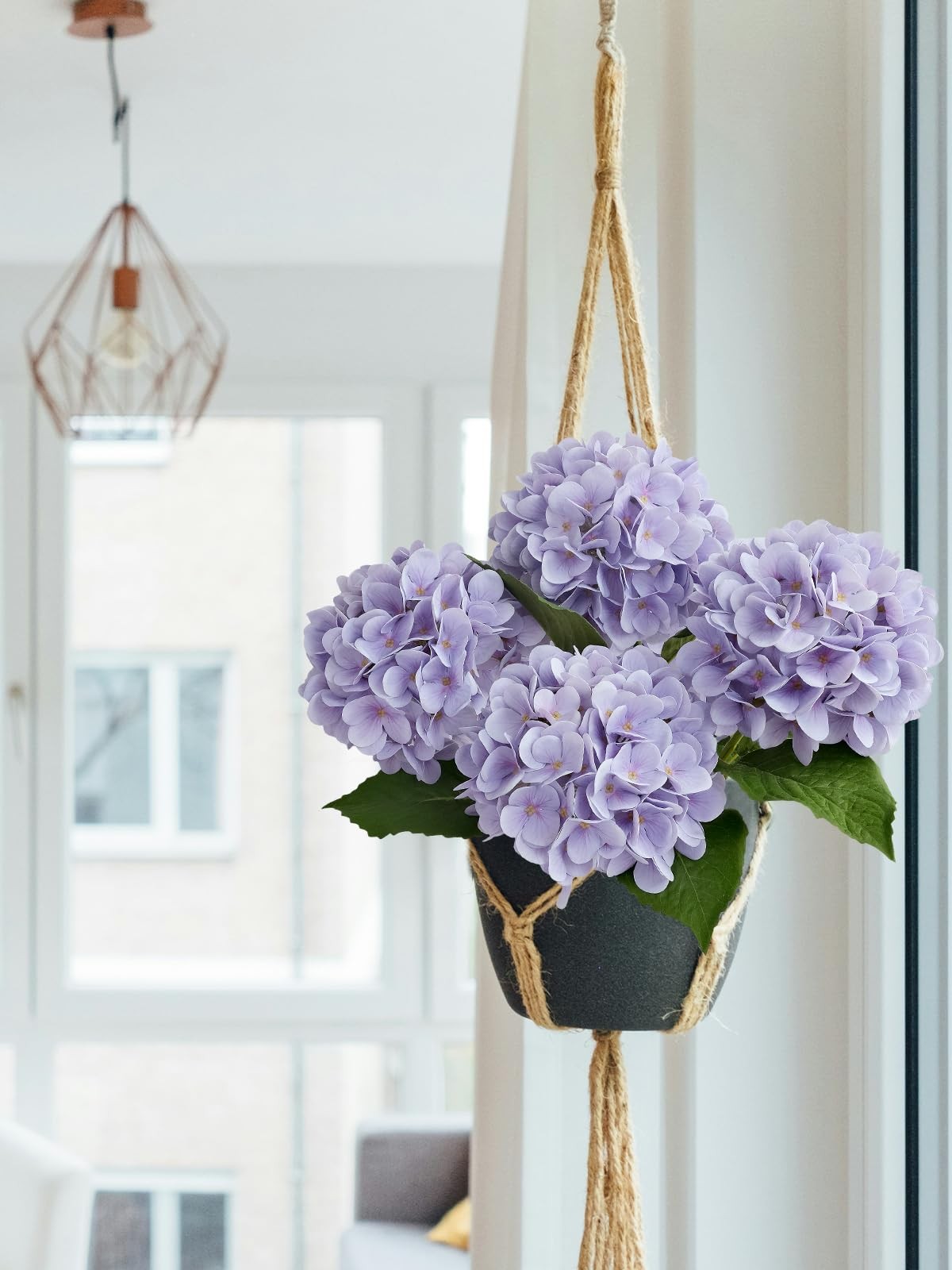 Pale Purple Hydrangea Artificial Flowers 19.6″ 4pcs Fake Real Touch Large Faux H
