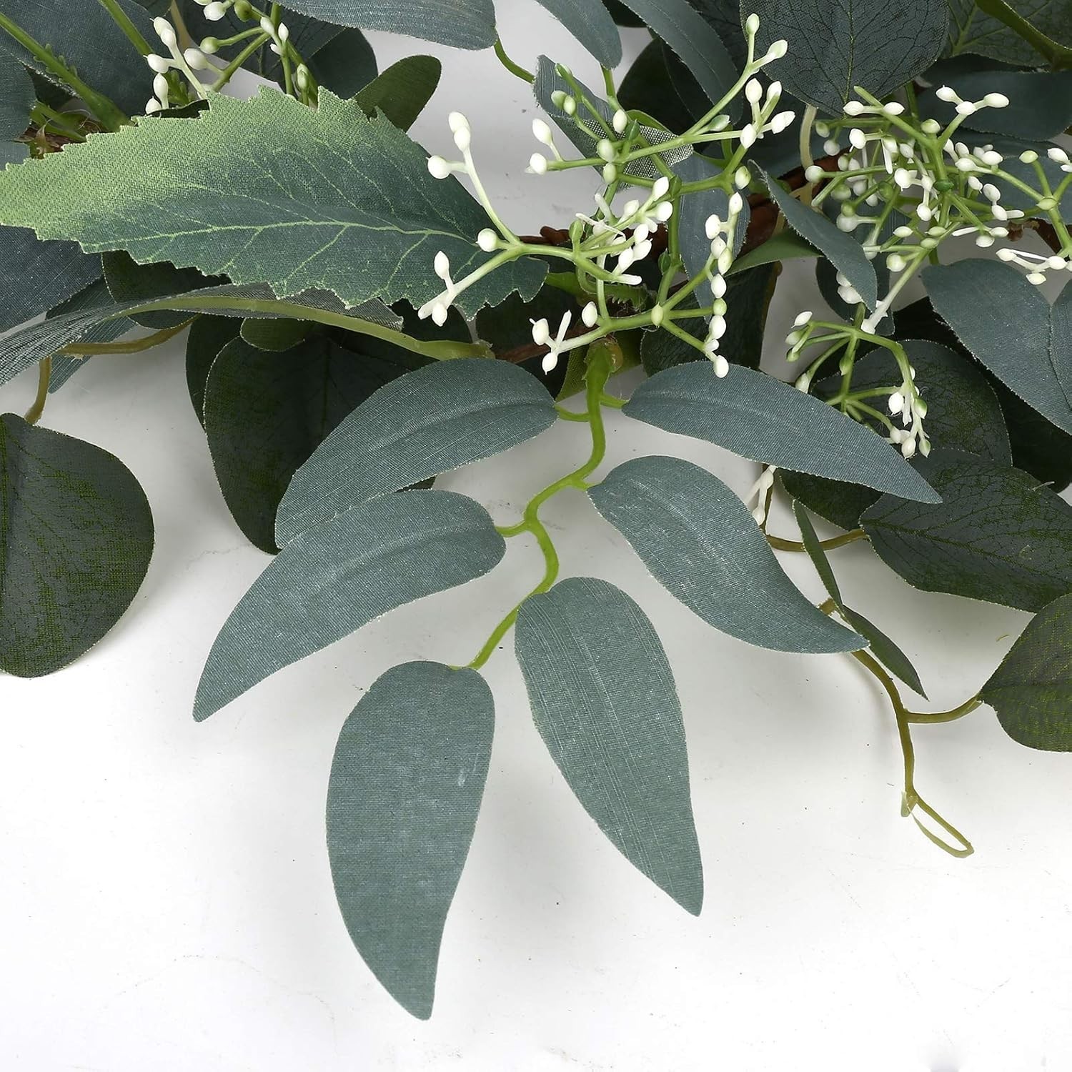 Artificial Green Eucalyptus Wreath 15 Inches Indoor Outdoor Front Door Decor