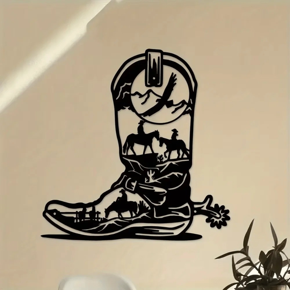 Metal Boots Wall Art Sculpture – Western Rustic Decor for Boot Lovers