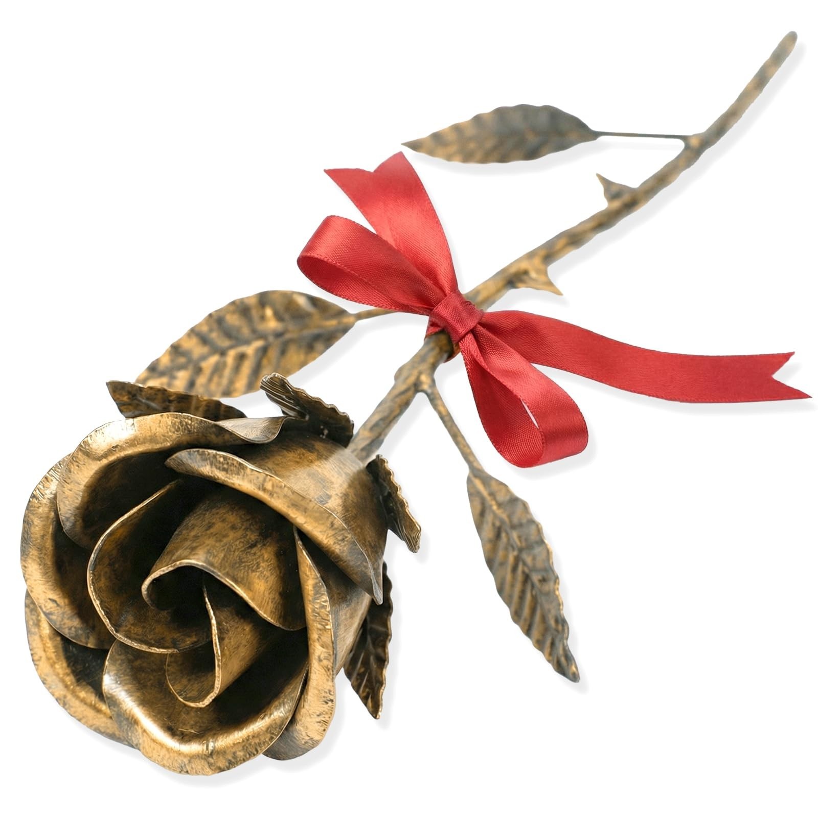 Handmade Bronze Rose – Solid Metal Flower Keepsake for 8th & 19th Anniversary Gi