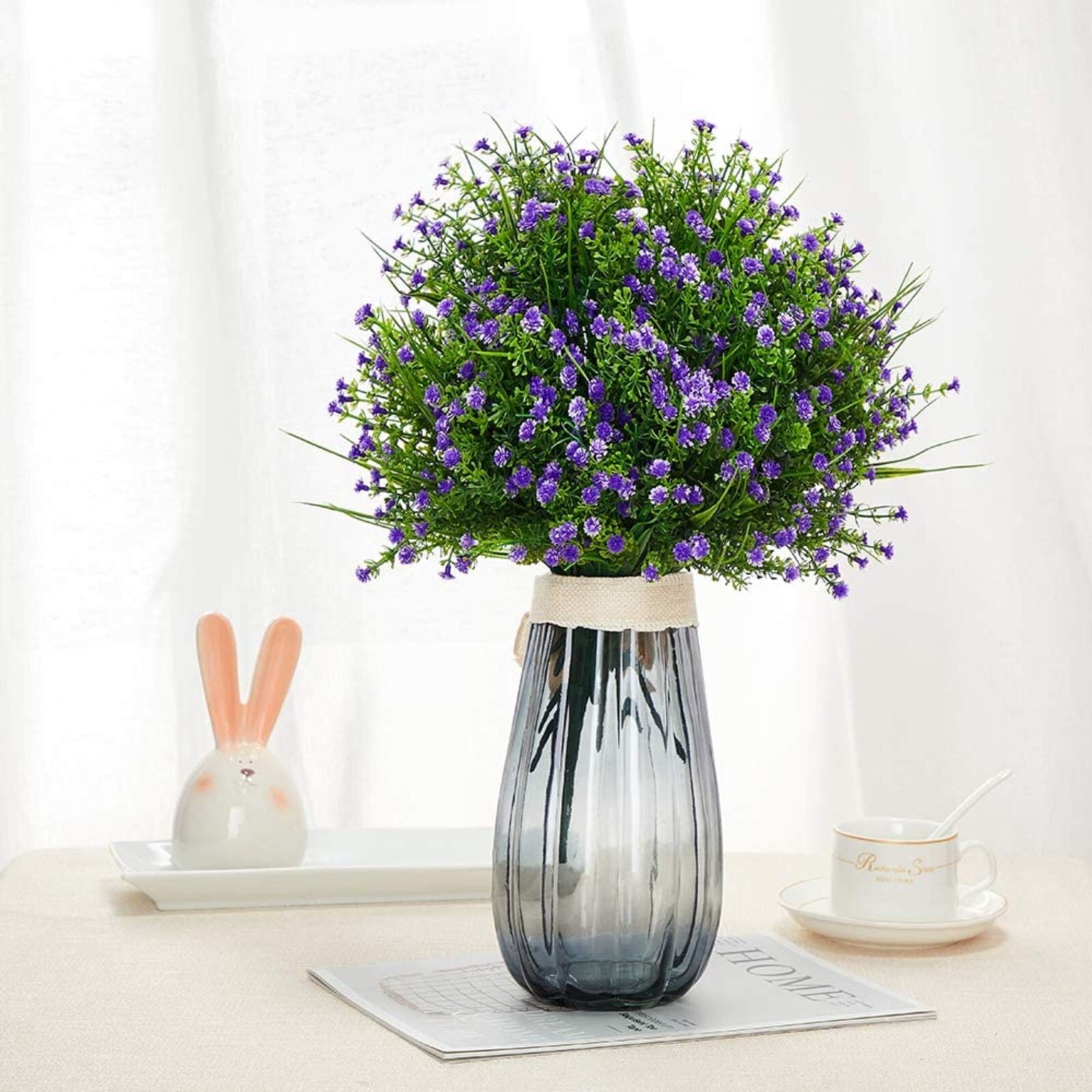 Outdoor Indoor Artificial Flowers Baby Breath Fake Flowers UV Resistant Purple