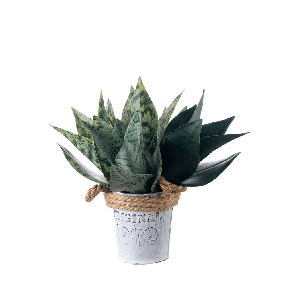 Realistic Artificial Snake Plant Faux Green Leaves for Office Shelf Decor 25cm