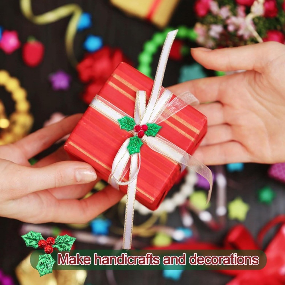 Mini Artificial Holly Leaves with Berries Christmas Greenery for Wreaths Gift