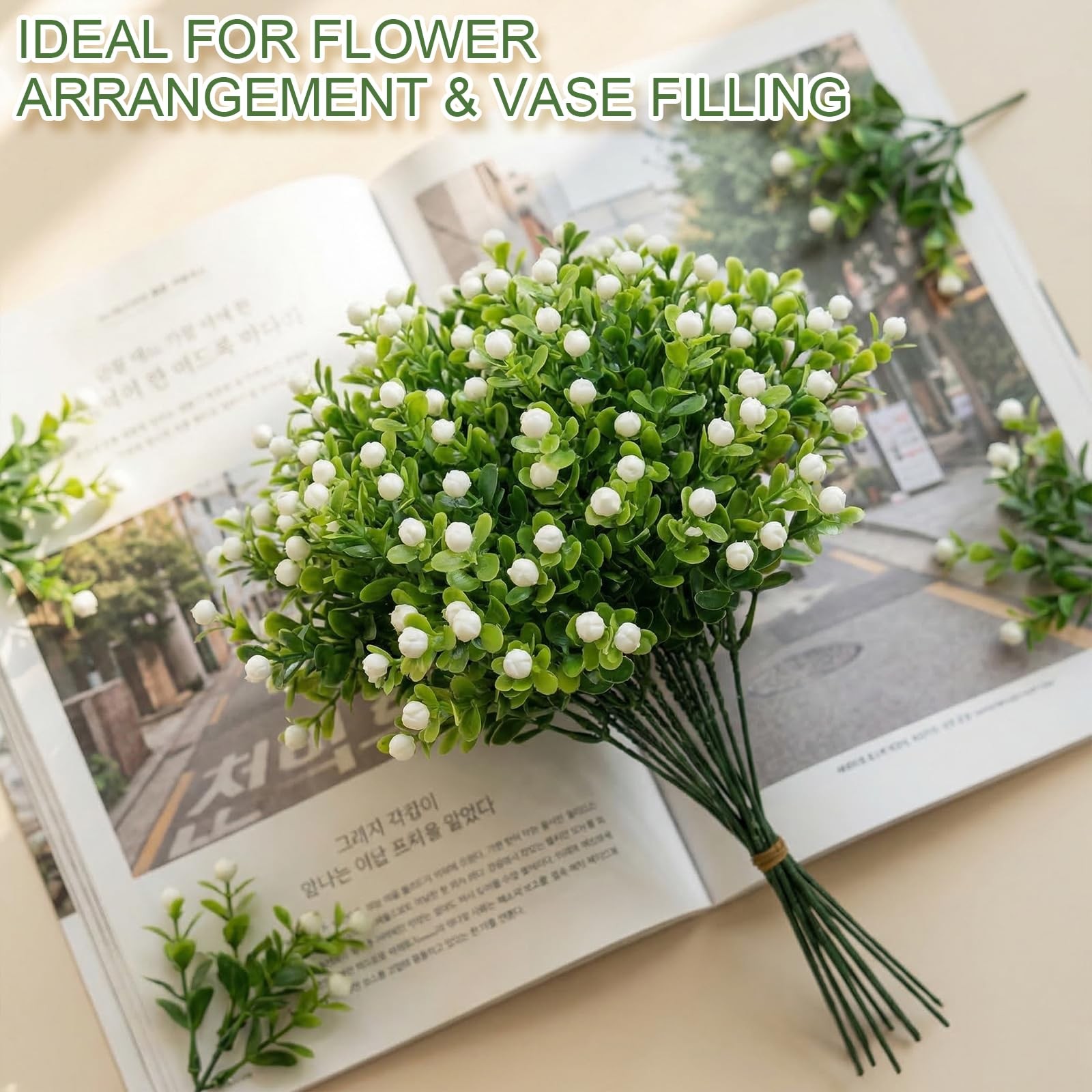 40 PCS Little Artificial Flowers Vase Filler – Baby’s Breath Stems Faux Flora…