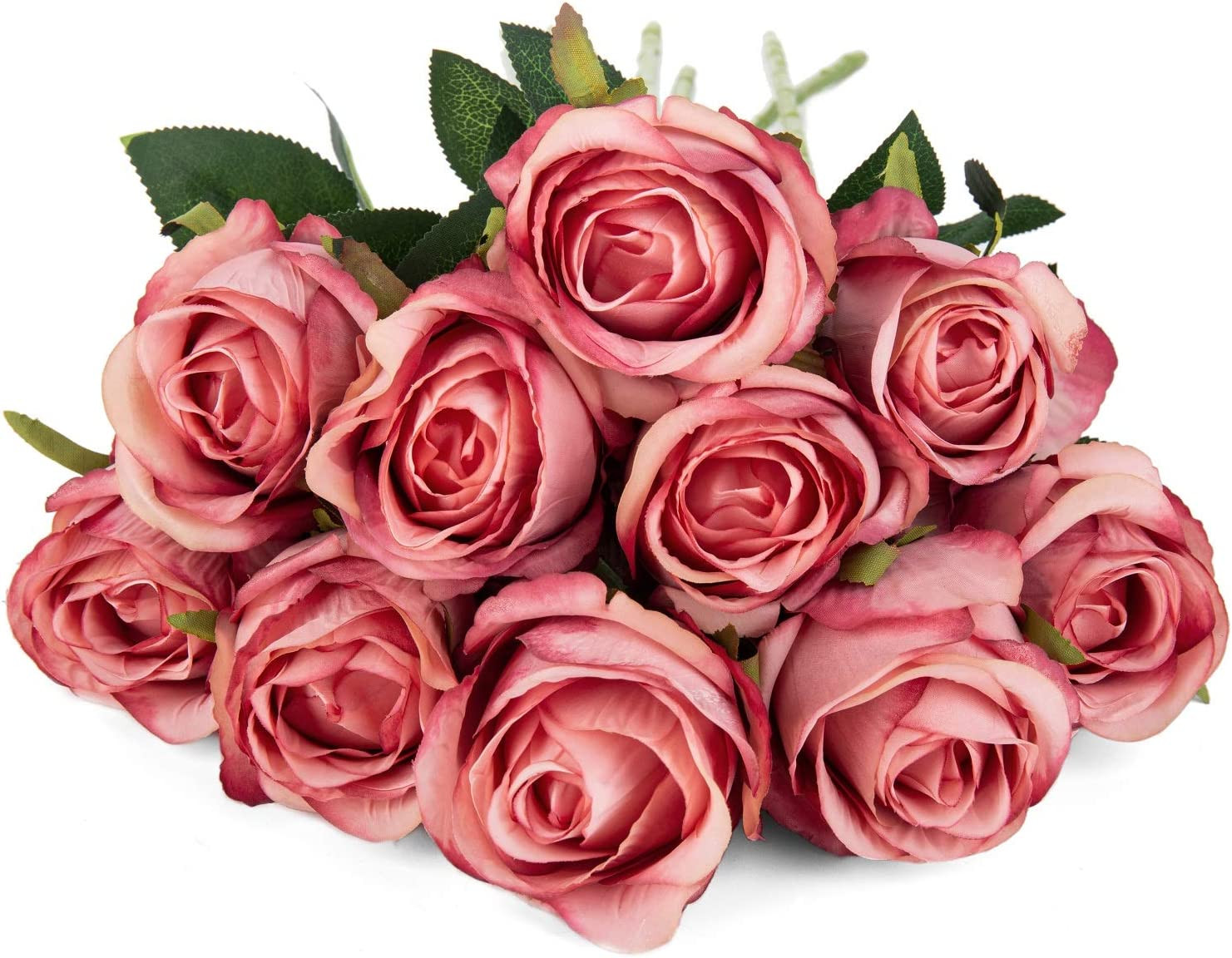 10Pcs Artificial Rose Flowers Long Stem Fake Silk Roses for DIY Wedding Bouquet
