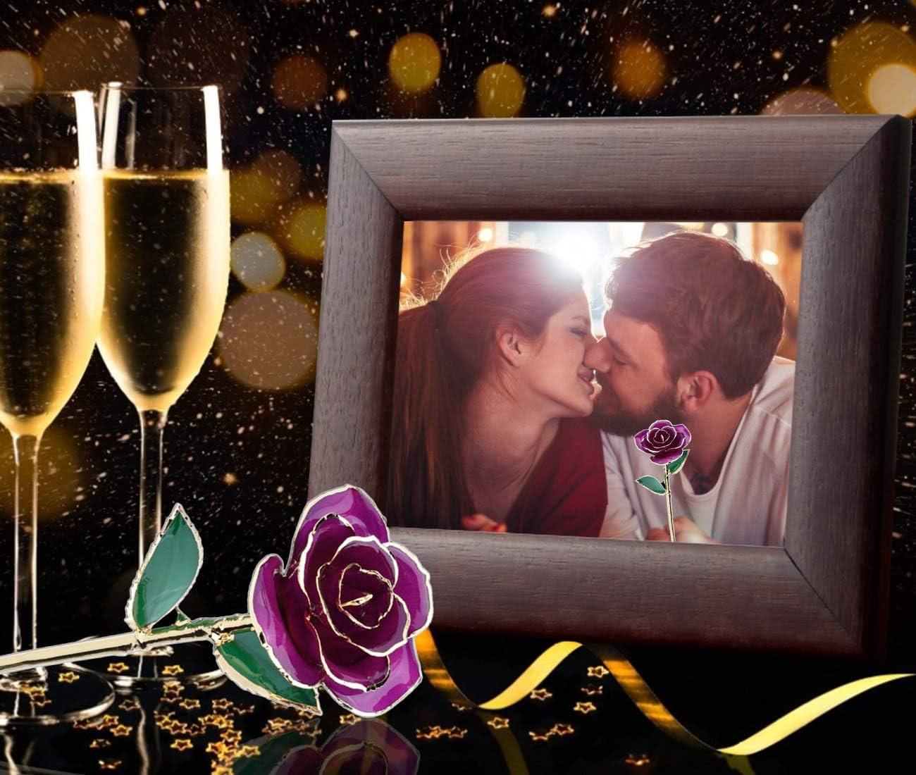 24K Rose for Her, Eternal Love Plated Rose Flower, Romantic Present for Wife, Mo