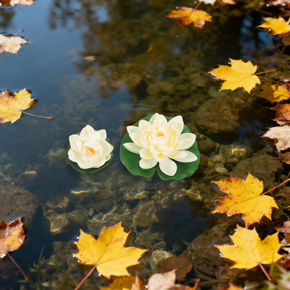 6Pcs Reusable Foam Lotus Flowers Floating Water Lily Pads for Garden Pond Decor